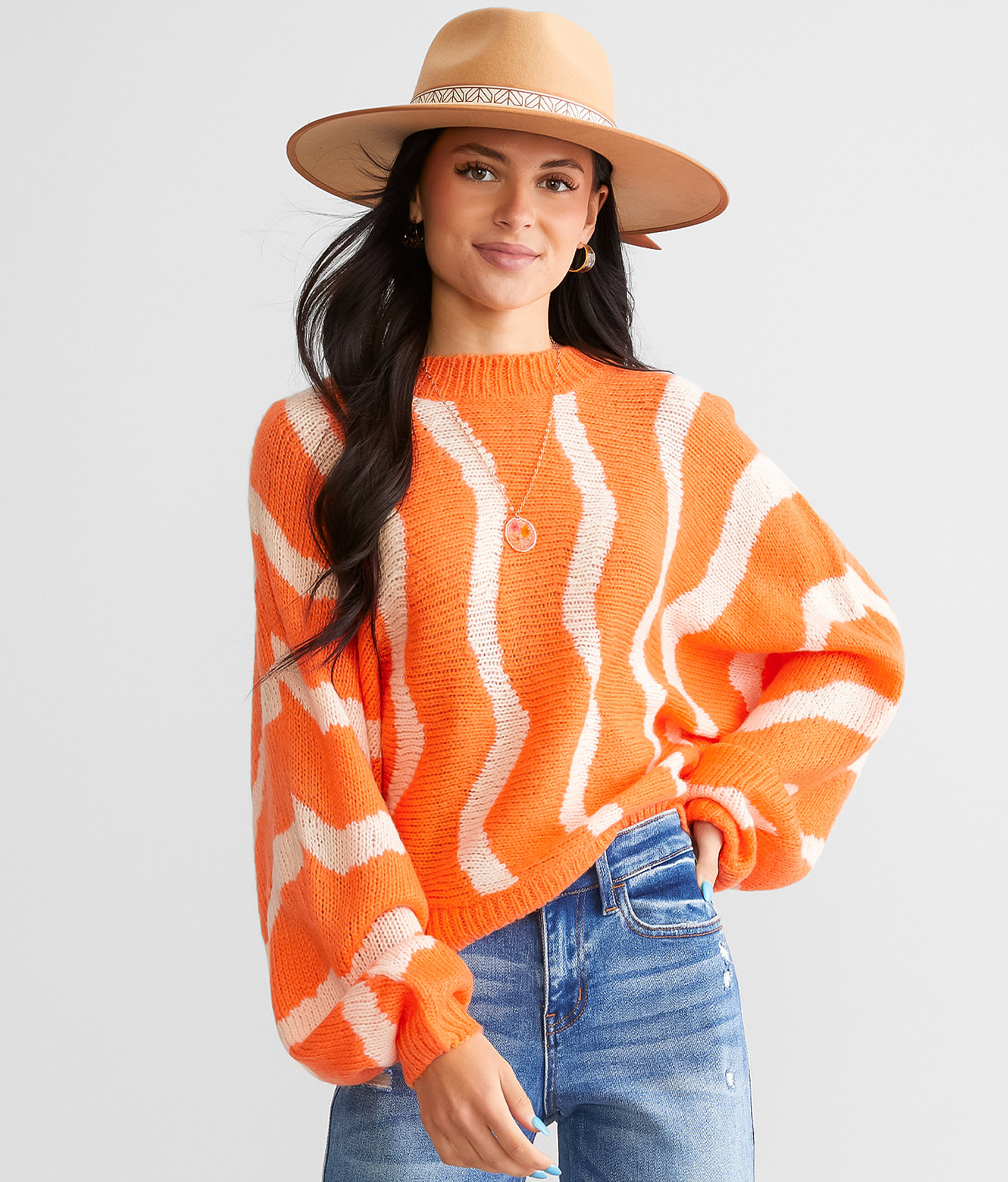 Willow & Root Wavy Dolman Sweater - Women's Sweaters in Orange