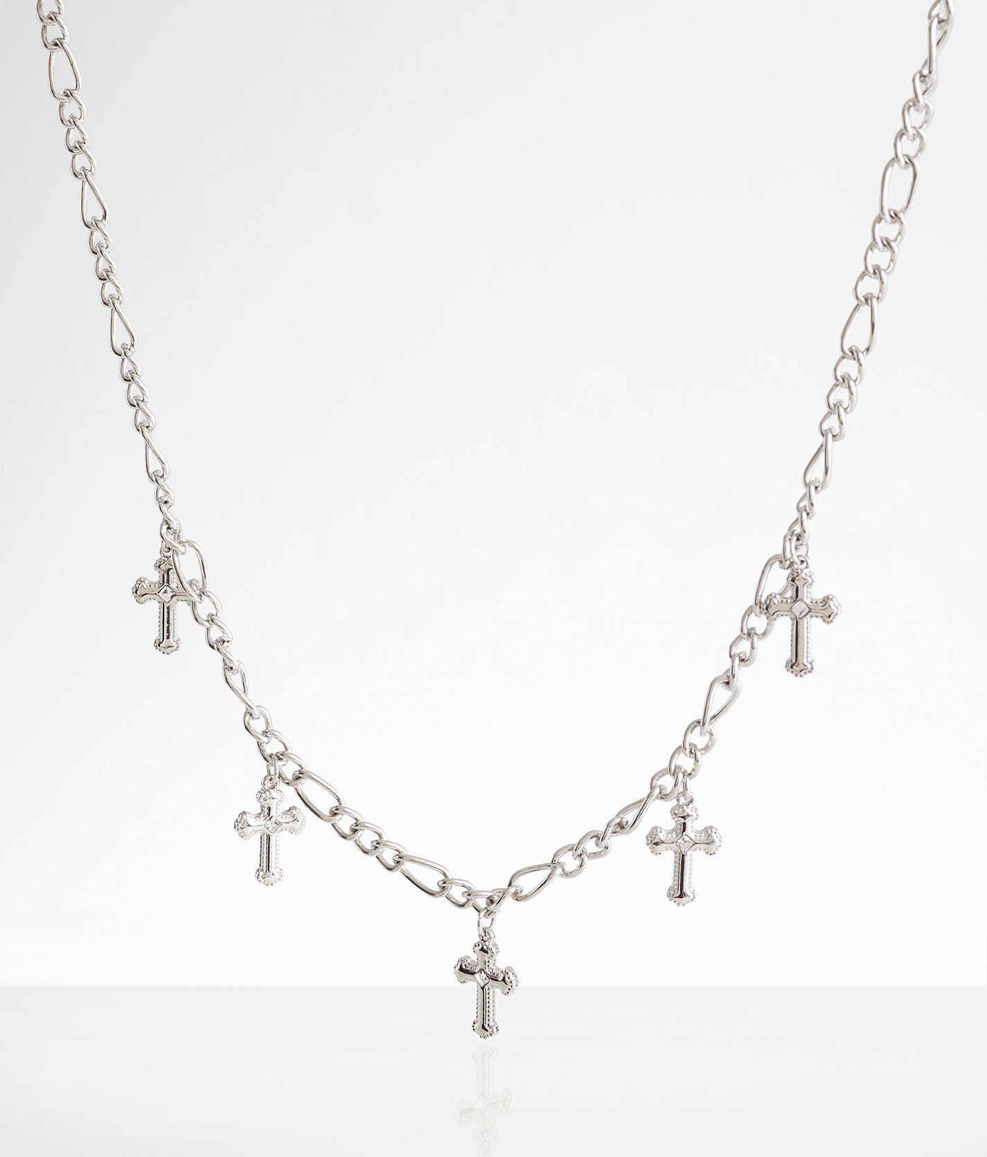 boutique by BKE Multi Cross Charm Necklace - Women's Jewelry in Silver