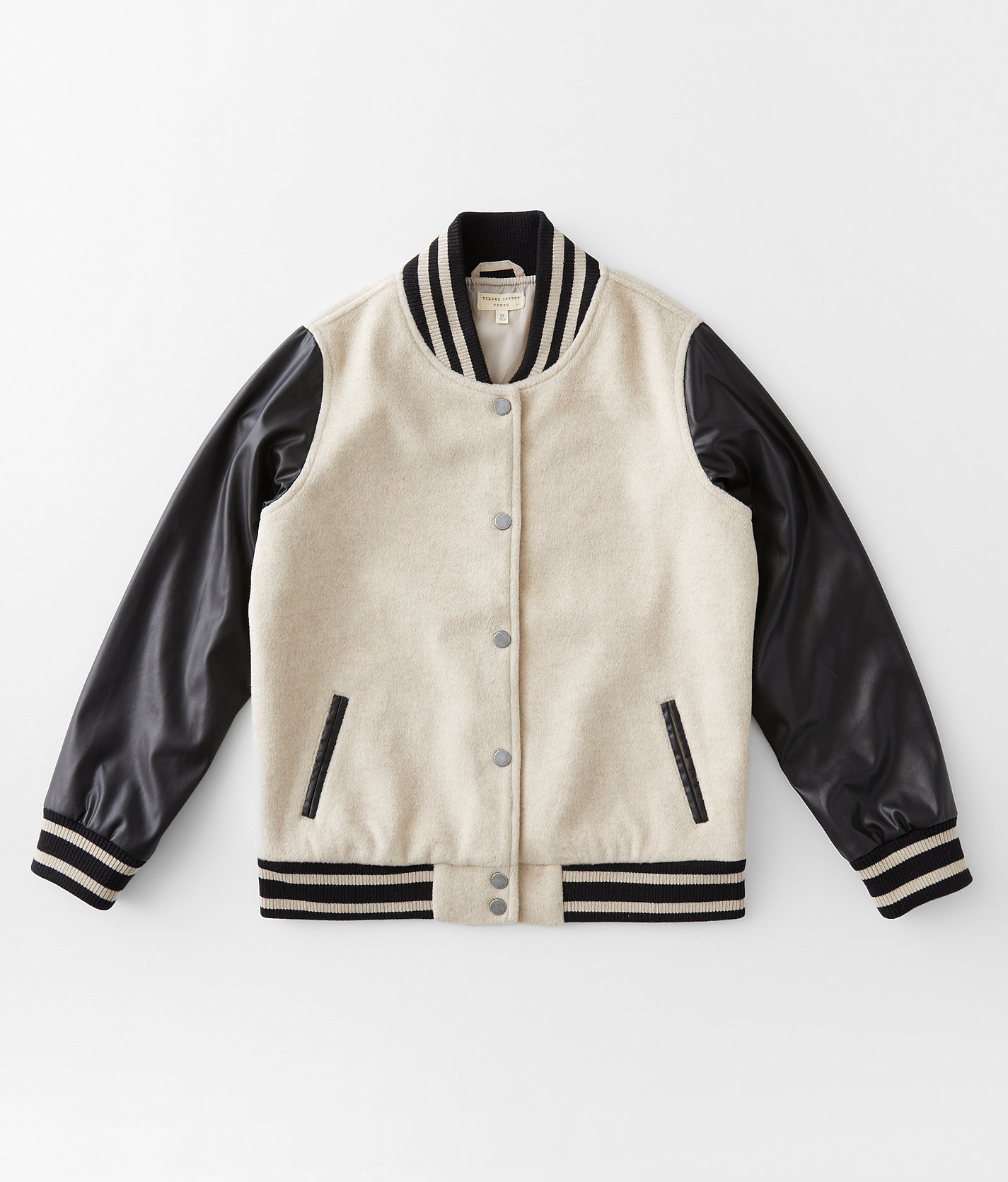 Girls - Gilded Intent Varsity Bomber Jacket - Girl's Coats & Jackets in Beige Black