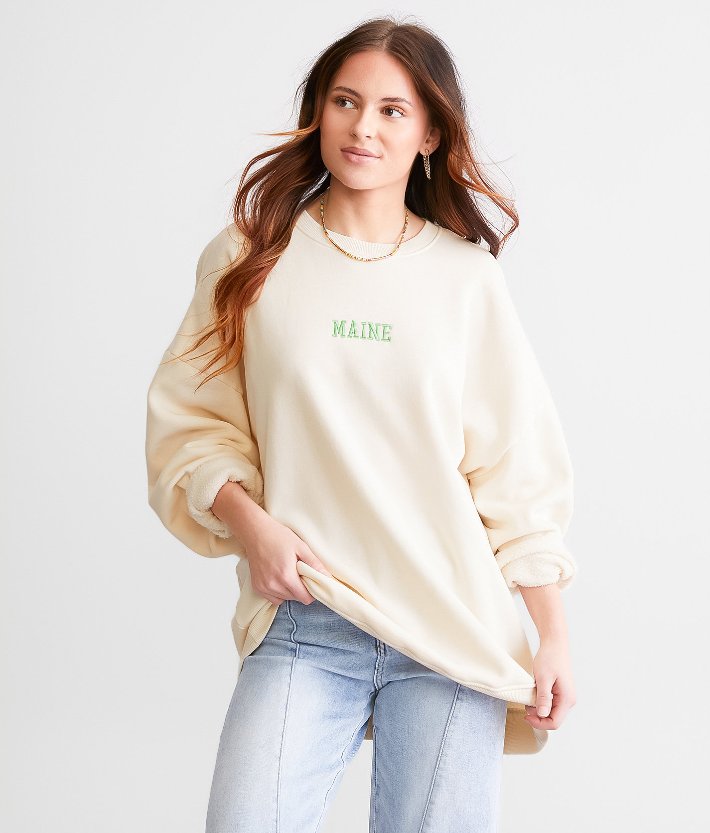 FITZ + EDDI Maine Oversized Pullover - One Size - Women's Sweatshirts in Stone