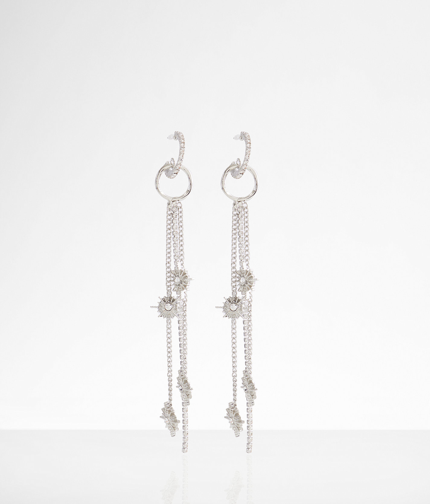 boutique by BKE Starburst Fringe Earring - Women's Jewelry in Silver