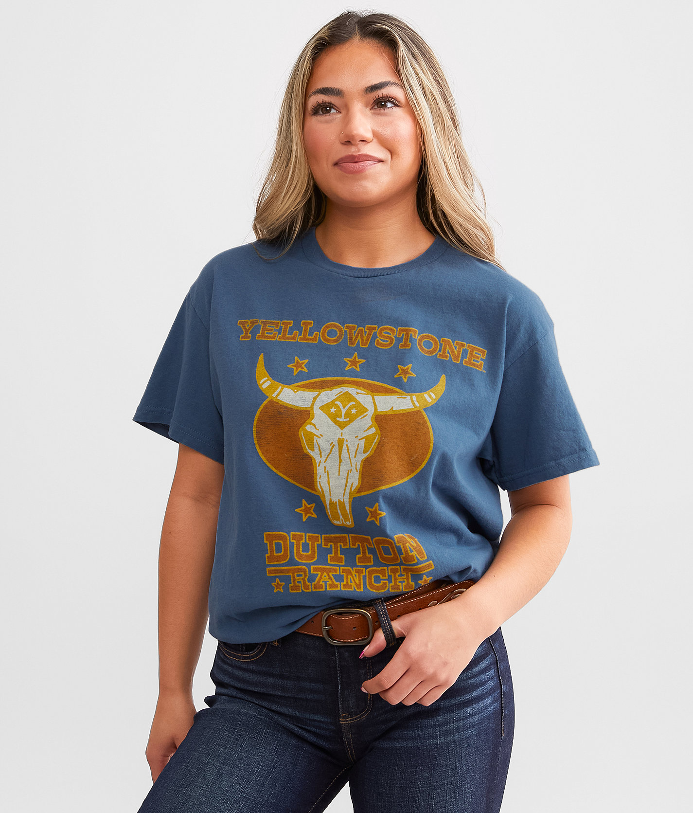 Junkfood Yellowstone Dutton Ranch T-Shirt - Women's T-Shirts in Indigo Blue