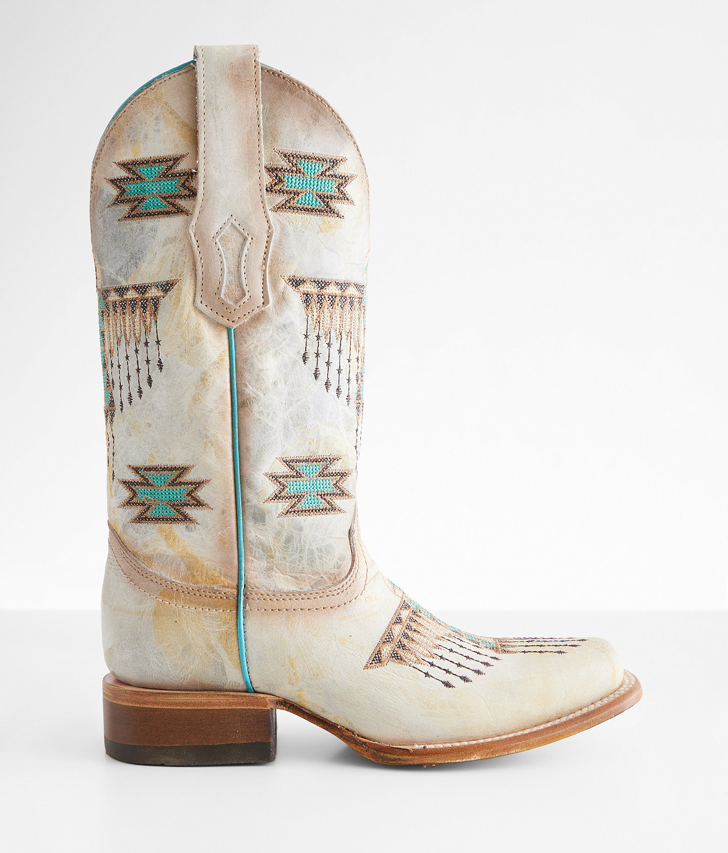 Corral Southwestern Embroidered Western Leather Boot - Women's Shoes in White Turquoise