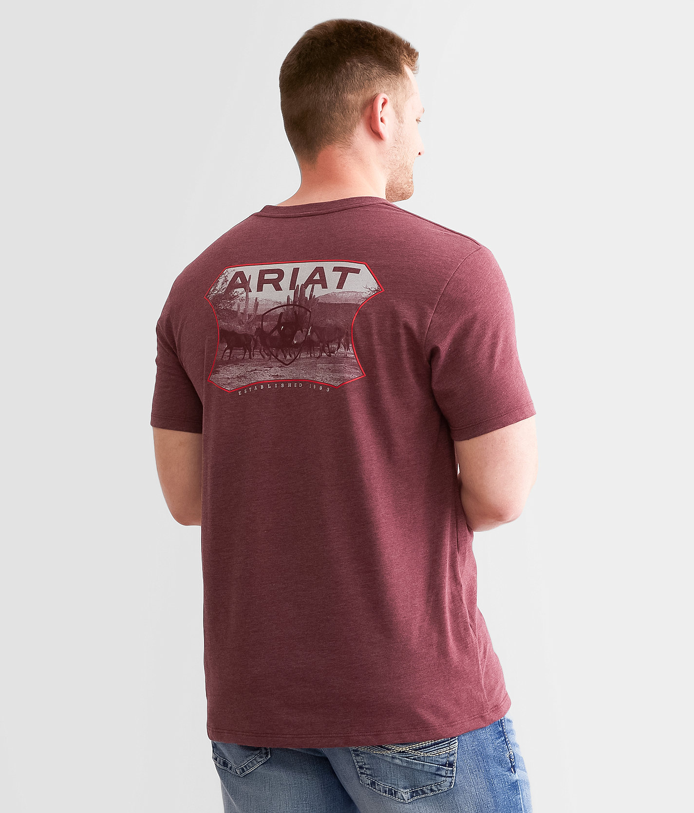 Ariat Wild Fire Crest T-Shirt - Men's T-Shirts in Maroon Heather