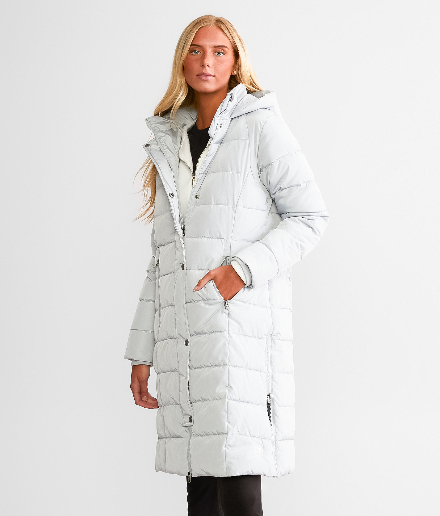 LIV Outdoor Echo Puffer Hooded Jacket - Women's Activewear in Glacier Gray