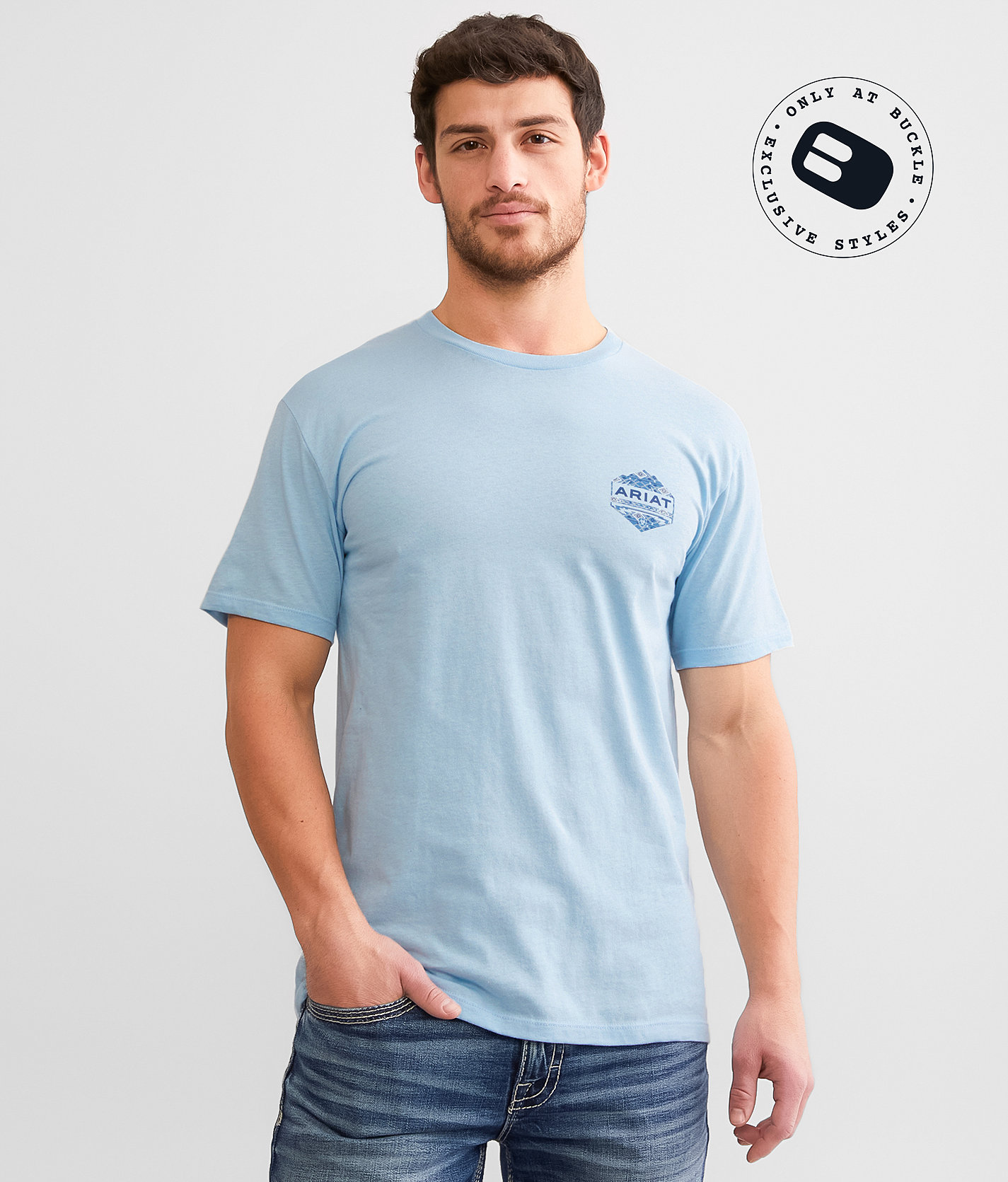 Ariat Rocky Mountain Badge T-Shirt - Men's T-Shirts in Sea Angel