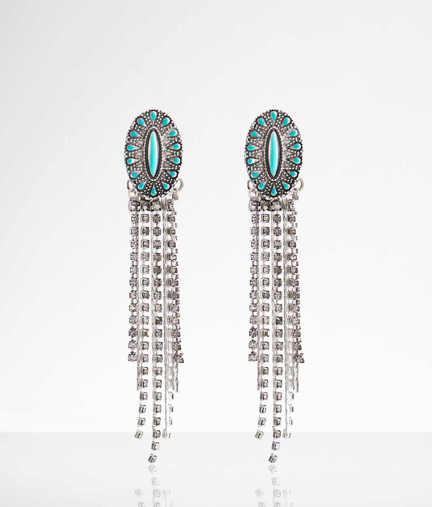 boutique by BKE Turquoise Fringe Earring - Women's Jewelry in Silver