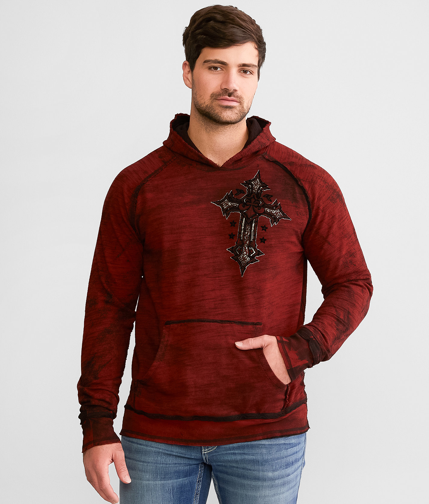 Affliction Odyssey Reversible Hoodie - Men's Sweatshirts in Red Ochre Black