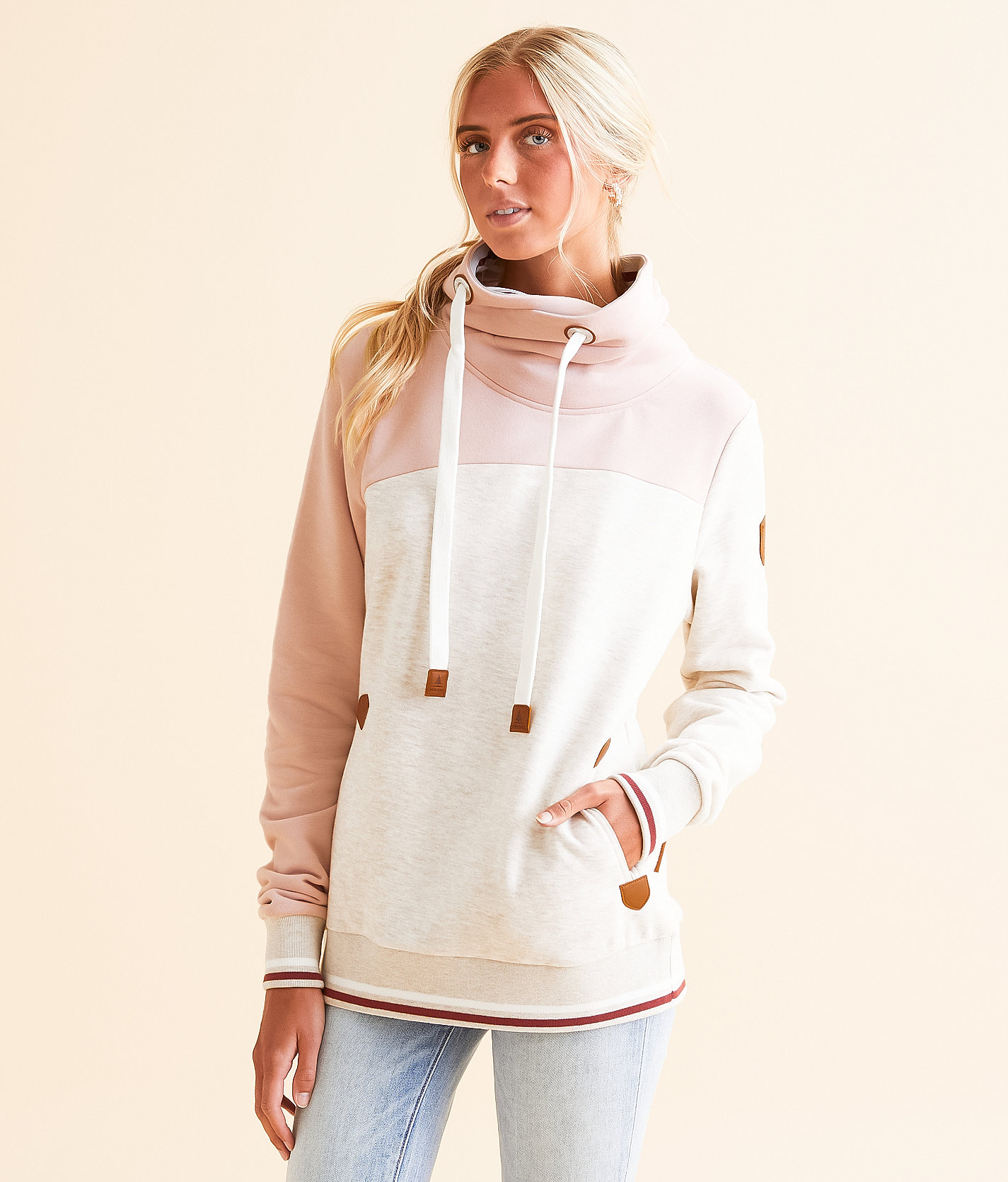 Wanakome Saffia Cowl Neck Pullover - Women's Sweatshirts in Sepia Rose Mix