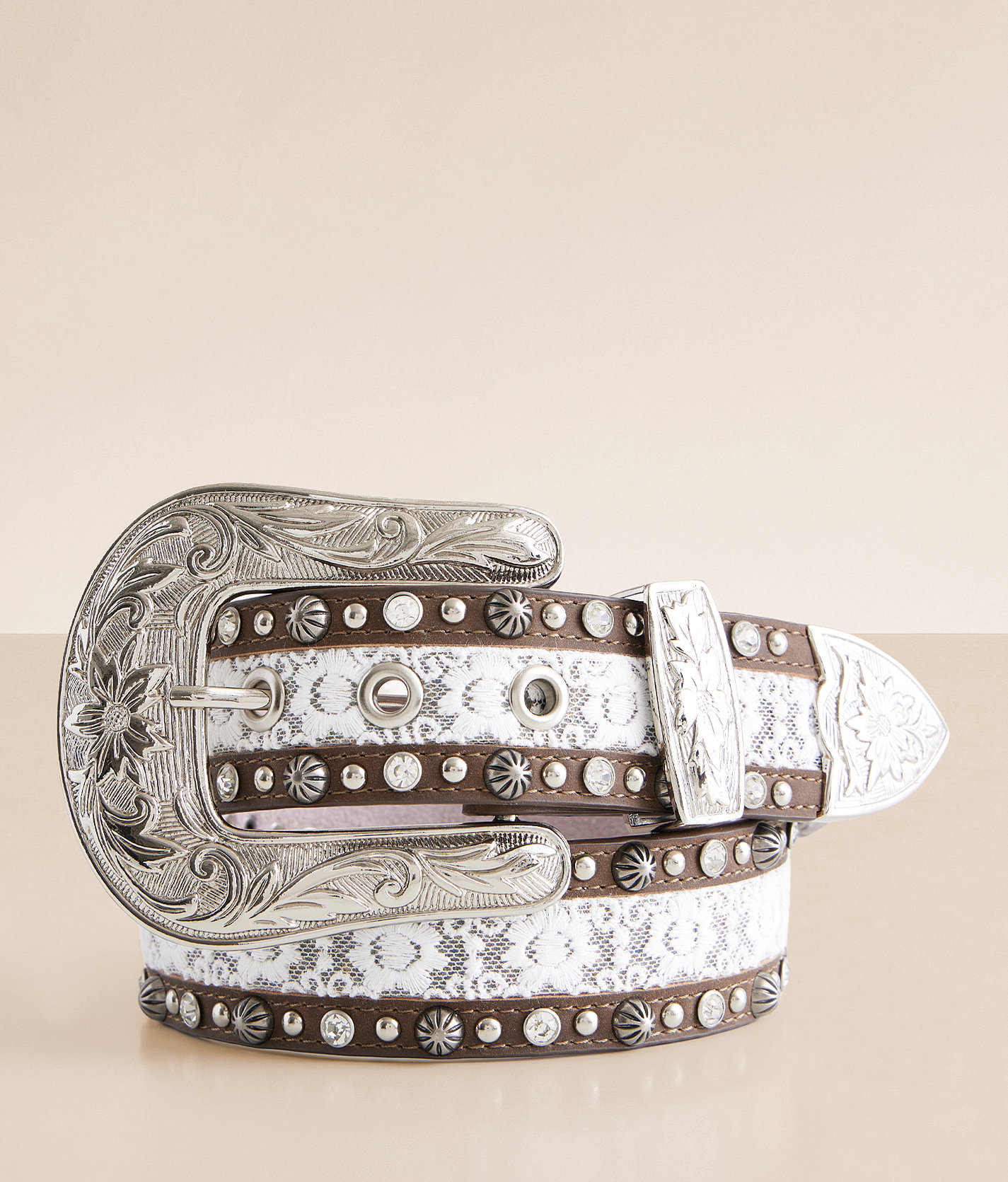 Angel Ranch Glitz Lace Western Belt - Women's Belts in Brown