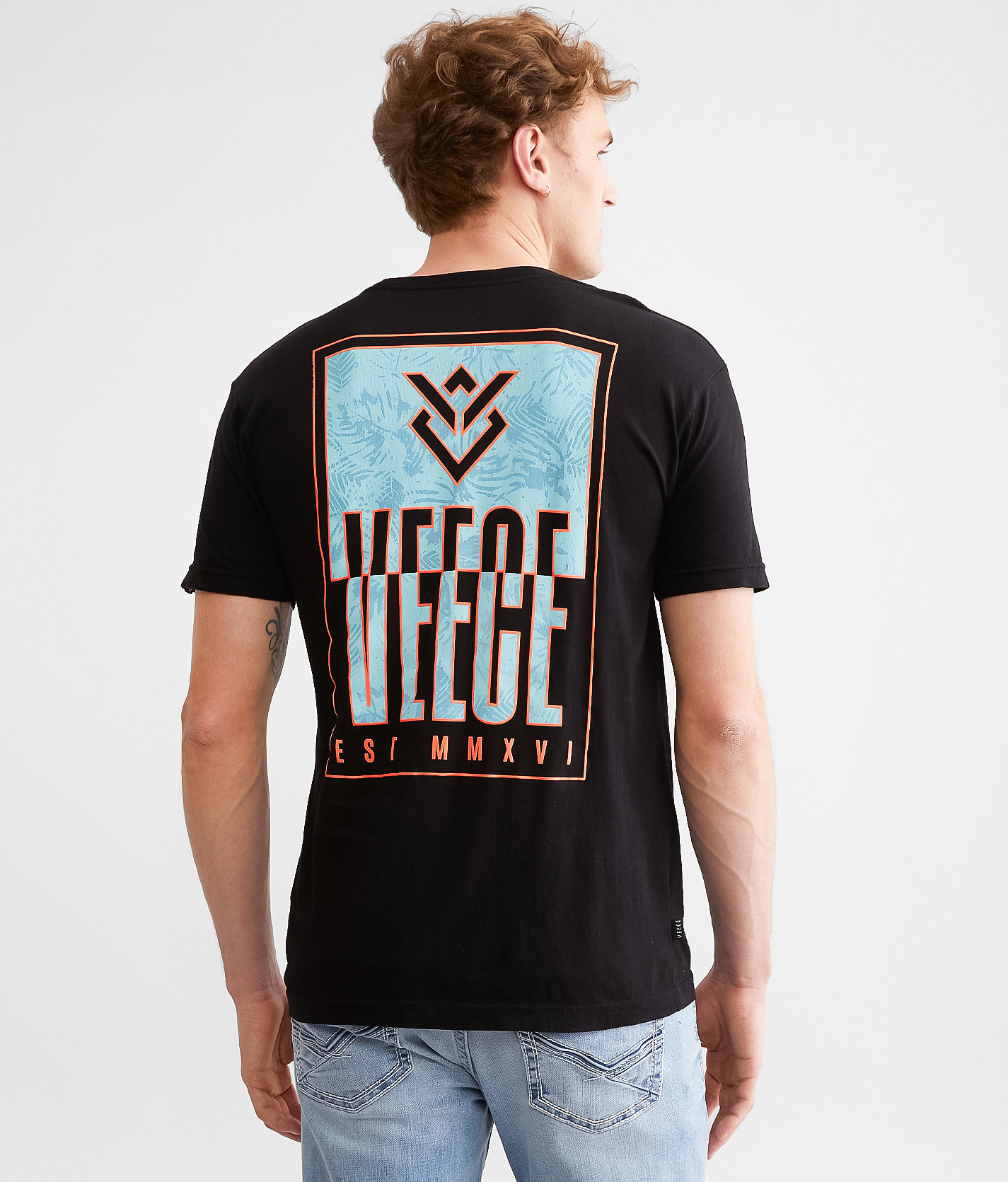 Veece Slender Split T-Shirt - Men's T-Shirts in Black Iris