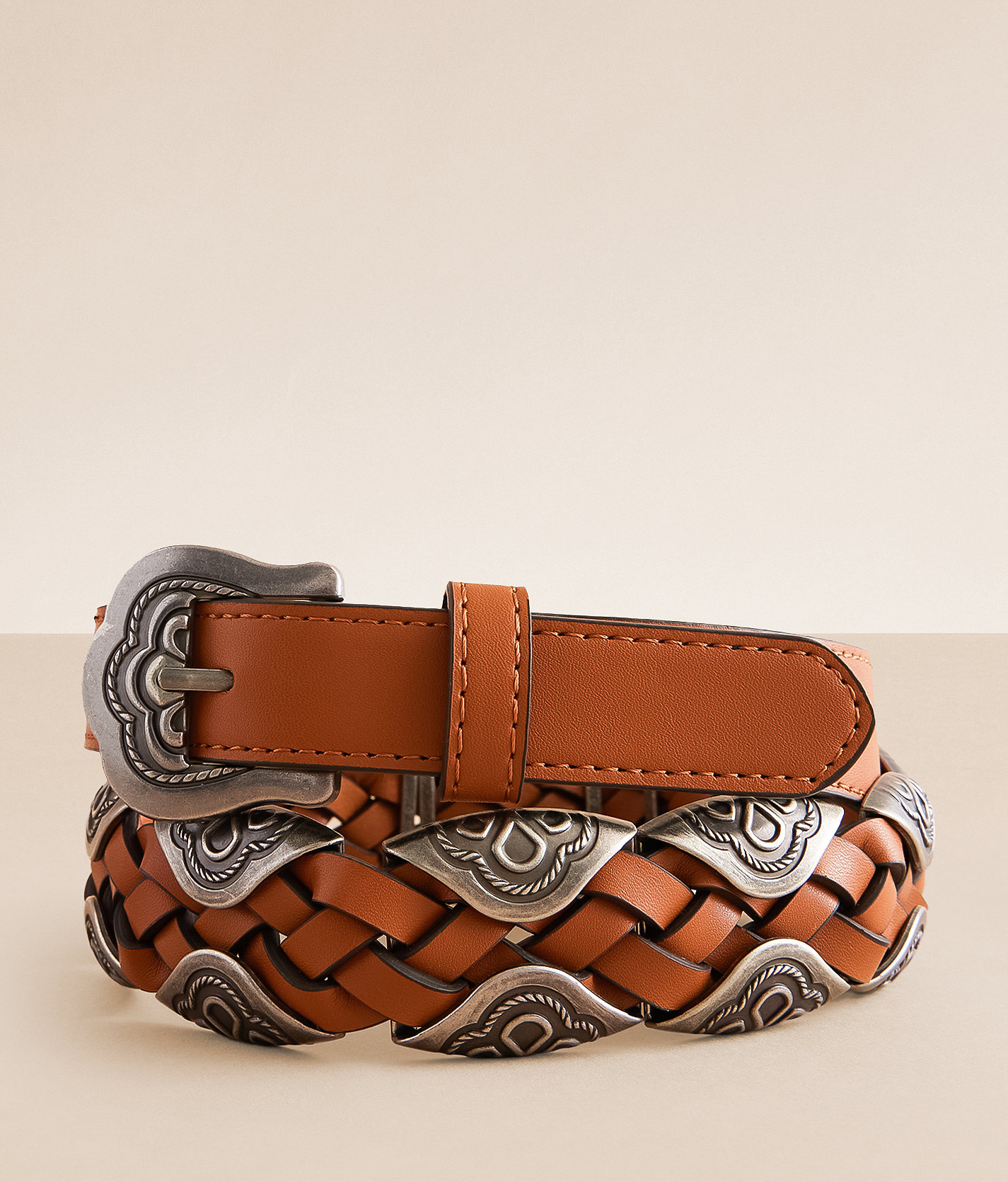 BKE Embossed Metal Belt - Women's Belts in Brown