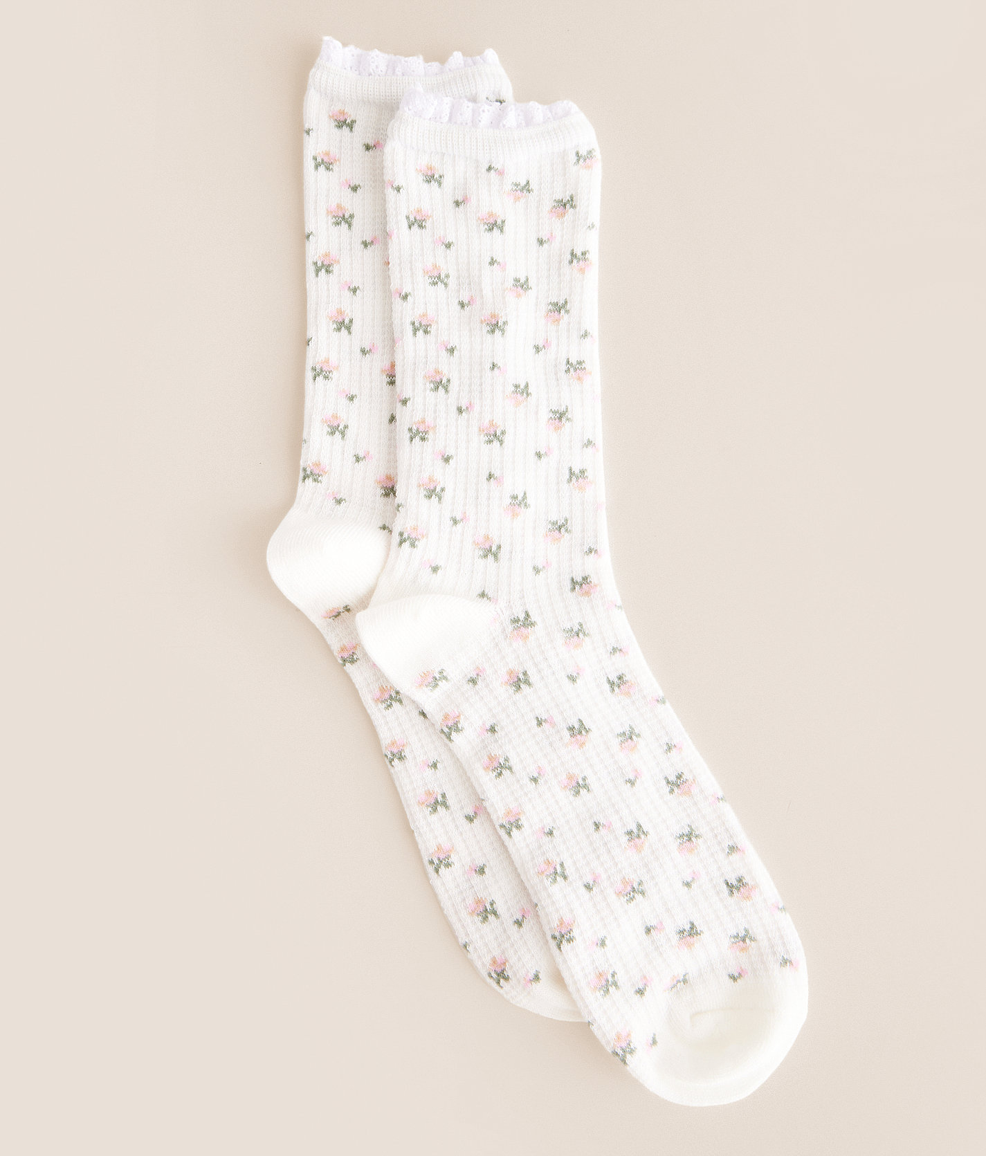 BKE Floral Waffle Socks - Women's Socks in White