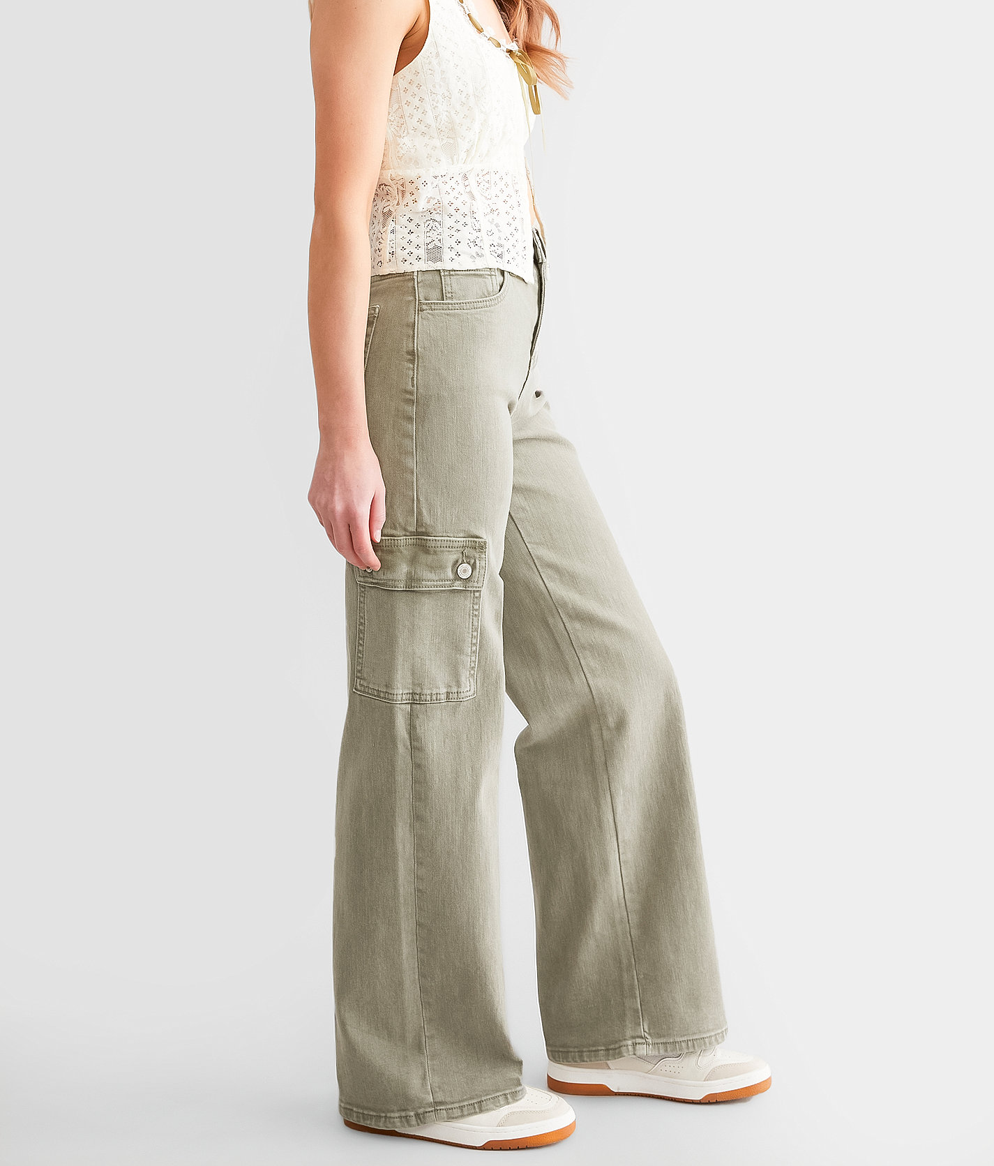 VERVET Lindsey Wide Leg Stretch Cargo Pant - Women's Pants in Vetiver