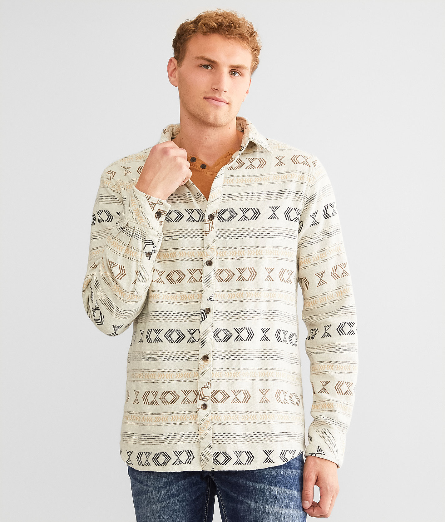 Departwest Southwestern Print Shirt - Men's Shirts in Beige Black