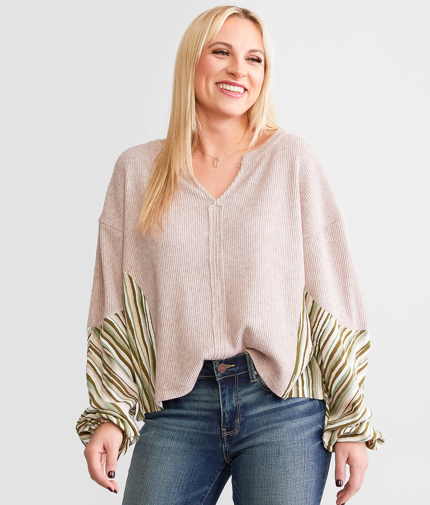 Daytrip Pieced Metallic Dolman Top - Women's Shirts & Blouses in Mauve
