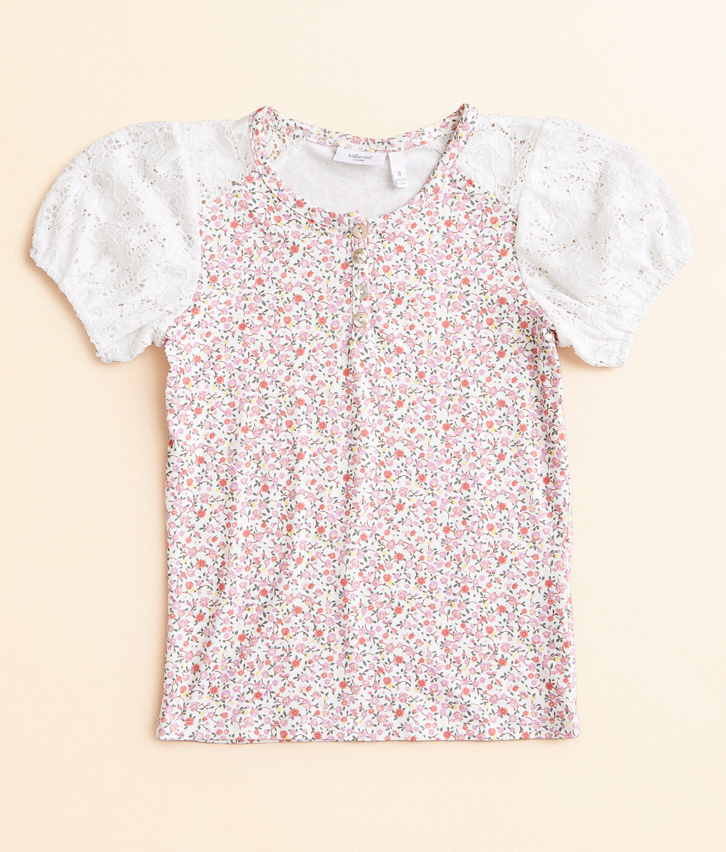 Girls - Willow & Root Floral Henley Top - Girl's Shirts & Blouses in White