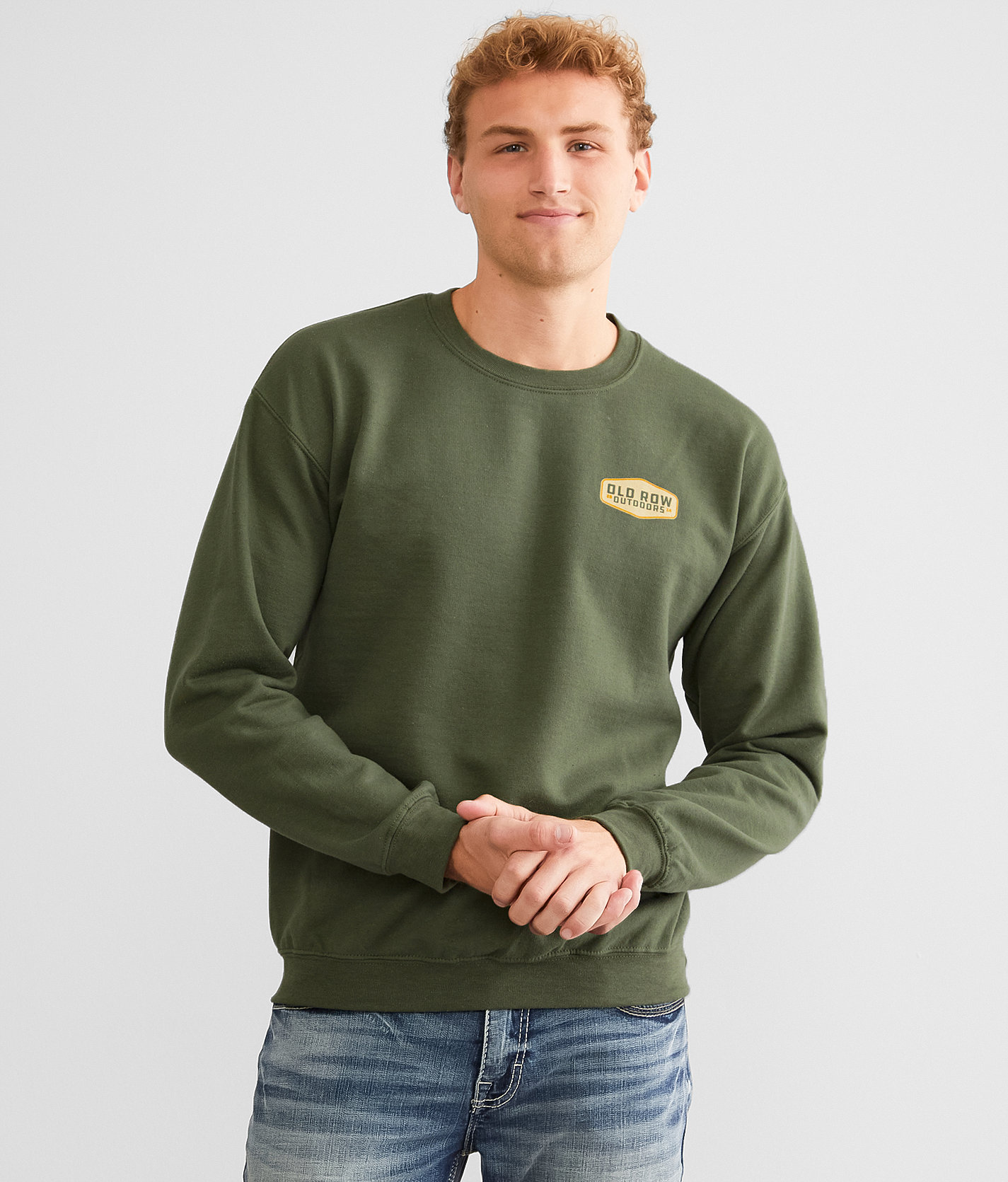 Old Row Outdoors Deer Badge Pullover - Men's Sweatshirts in Military Green