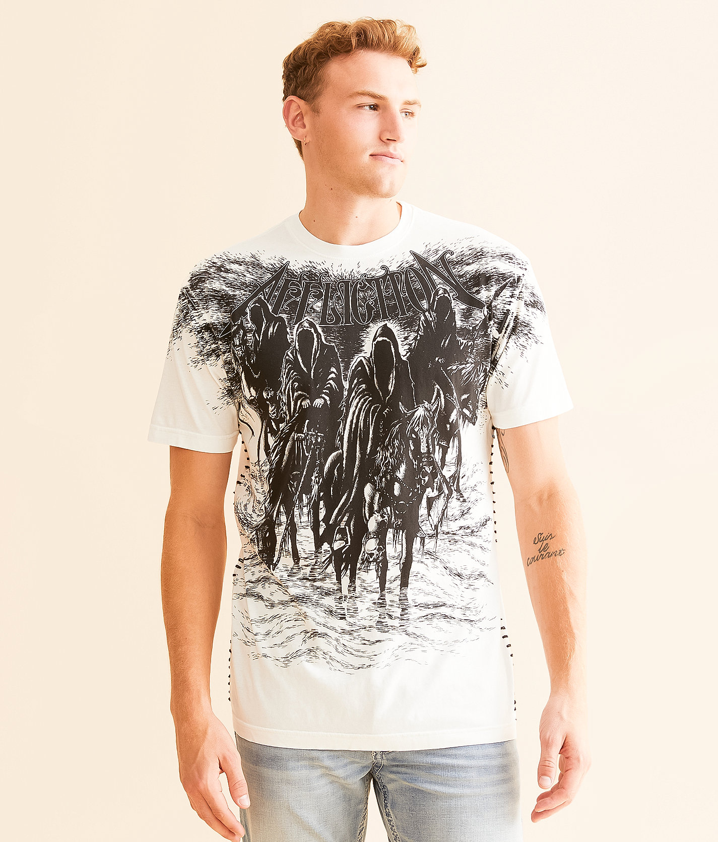 Affliction Black Night T-Shirt - Men's T-Shirts in Vintage White Reactive