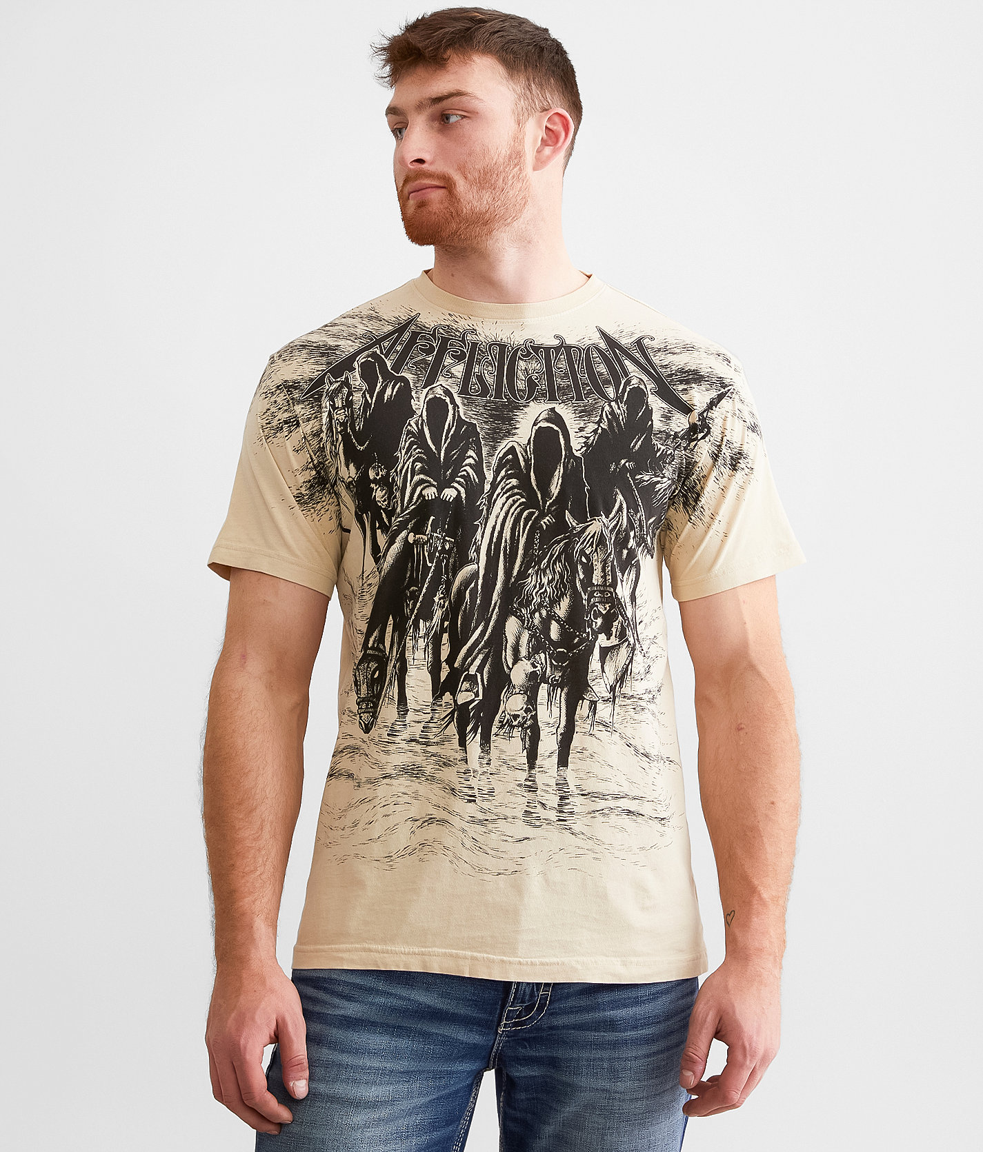 Affliction Black Night T-Shirt - Men's T-Shirts in Sand Reactive