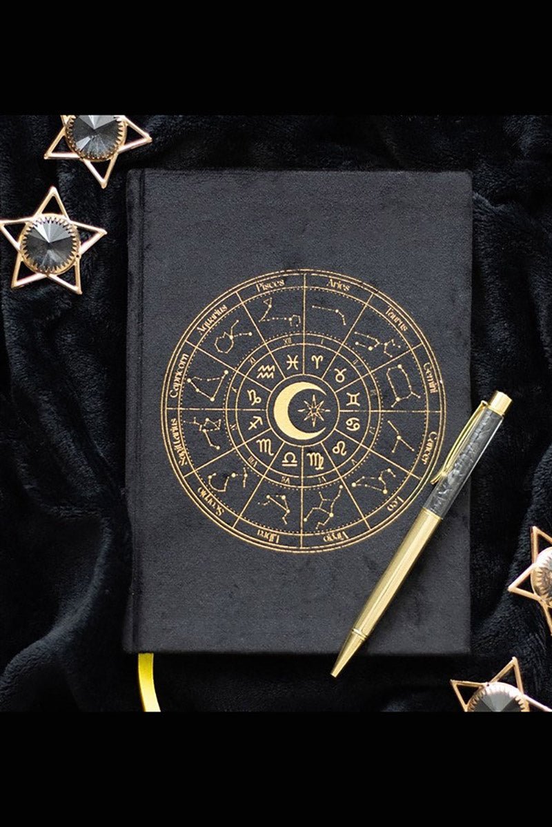 Astrology Wheel Journal with Black Obsidian Pen