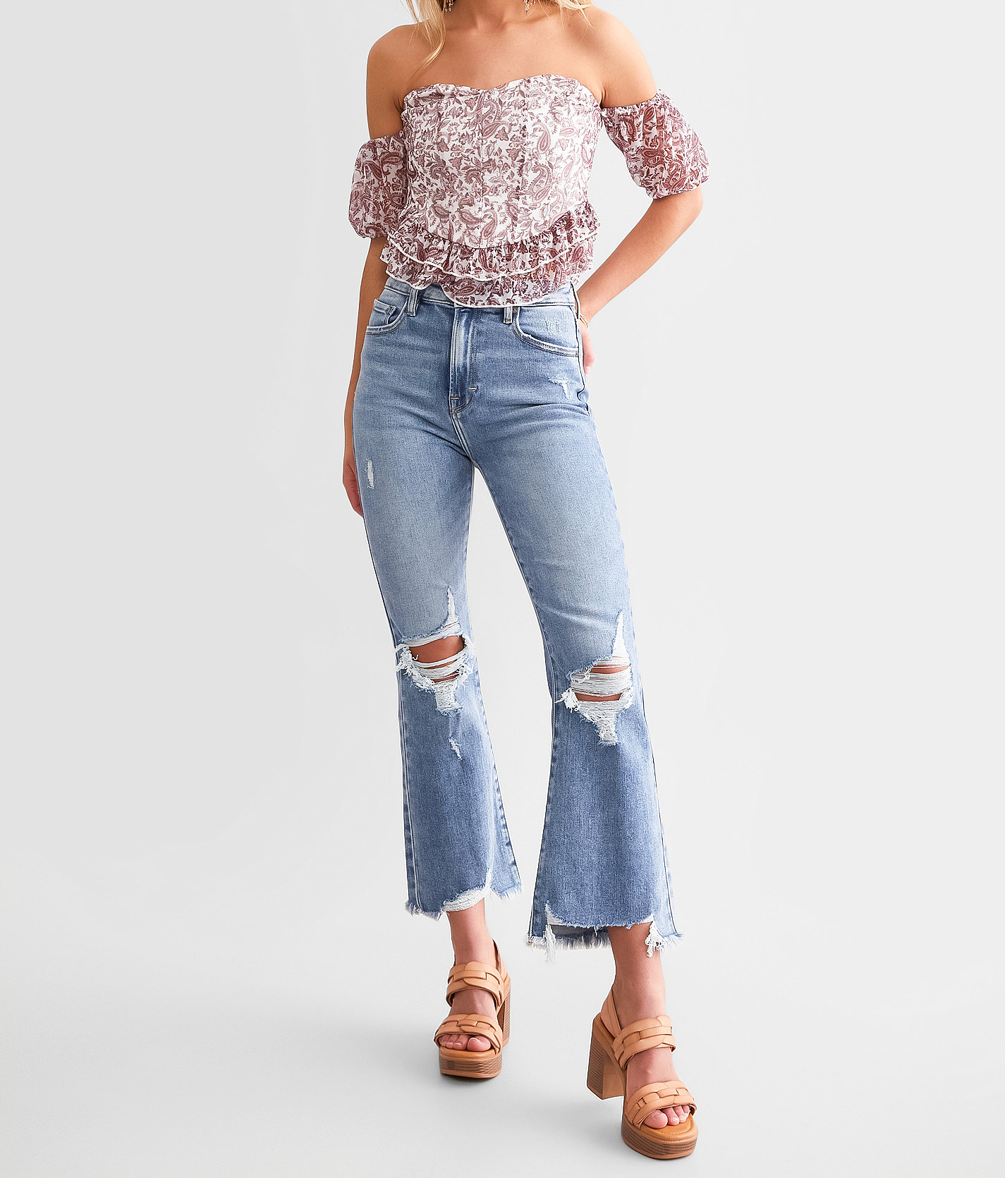 HIDDEN Happi Cropped Flare Stretch Jean - Women's Jeans in Medium Light