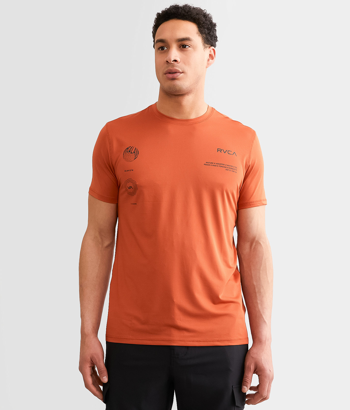 RVCA Runner Sport T-Shirt - Men's T-Shirts in Terracotta