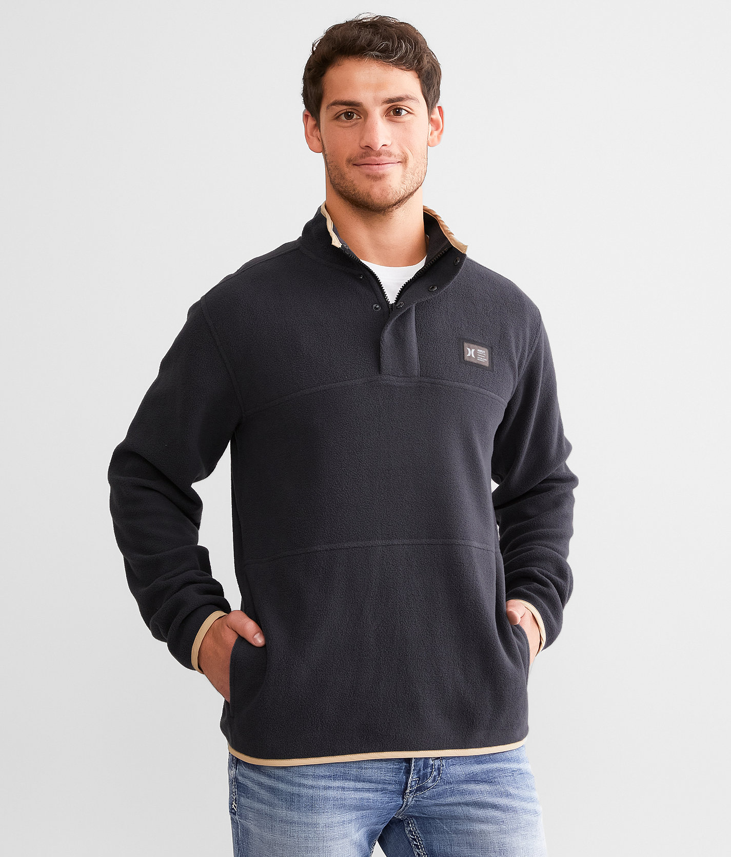 Hurley Cameroon Windchill Pullover - Men's Sweatshirts in Dark Stone Grey