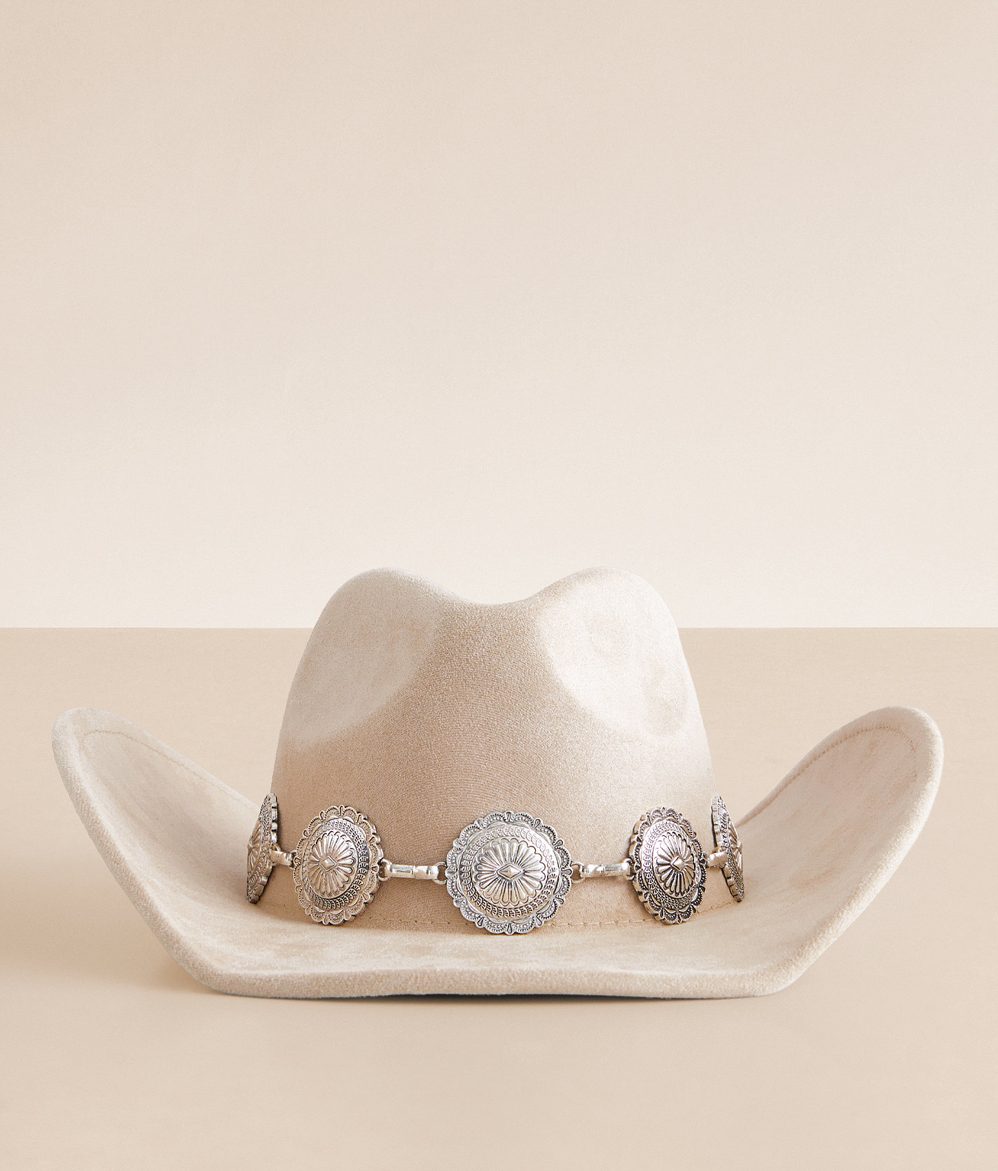Fame Accessories Metal Conch Cowboy Hat - Women's Hats in Taupe