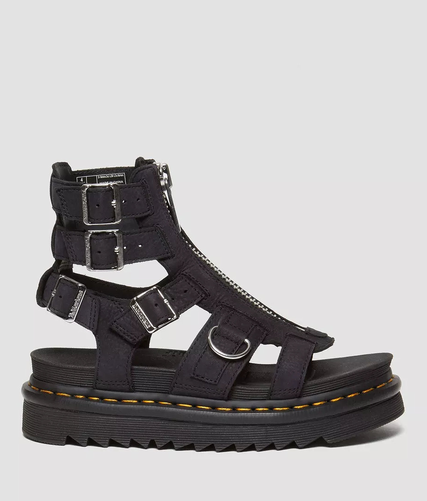 Dr. Martens Olson Nubuck Leather Sandal - Women's Shoes in Charcoal Grey