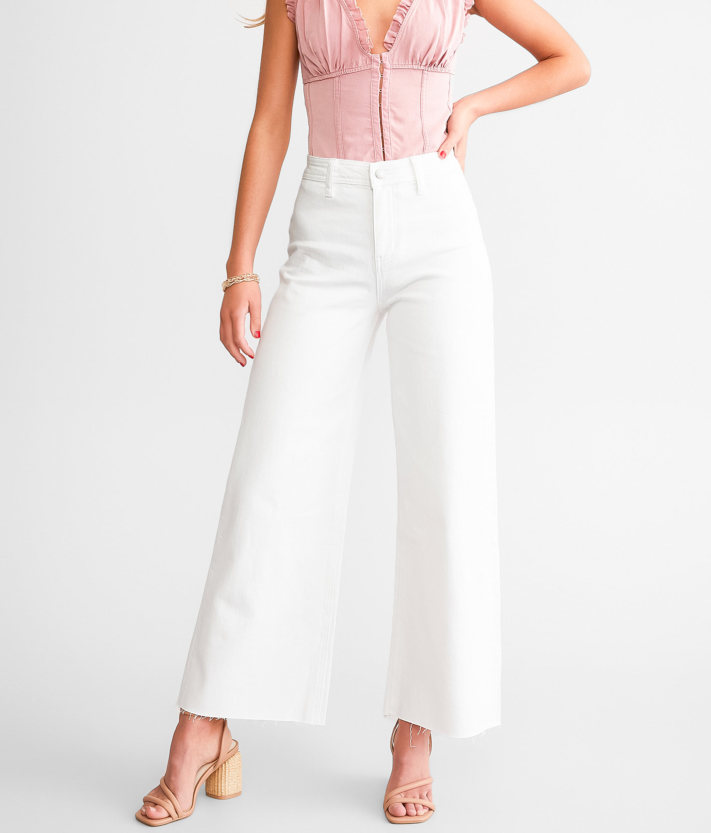 VERVET Olivia Cropped Wide Leg Jean - Women's Jeans in Optic White