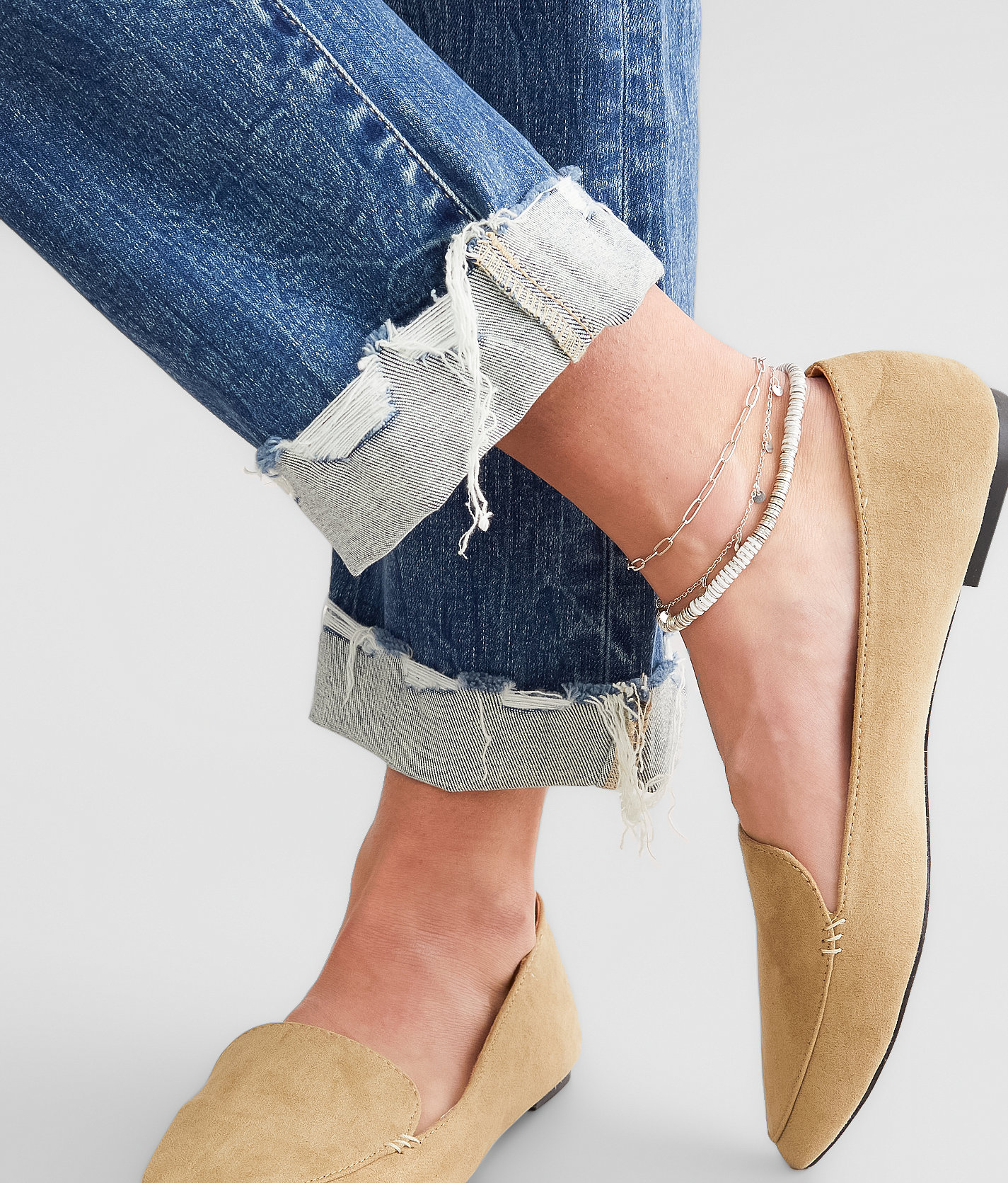 boutique by BKE 3 Pack Beaded Ankle Bracelet Set - Women's Jewelry in Silver White