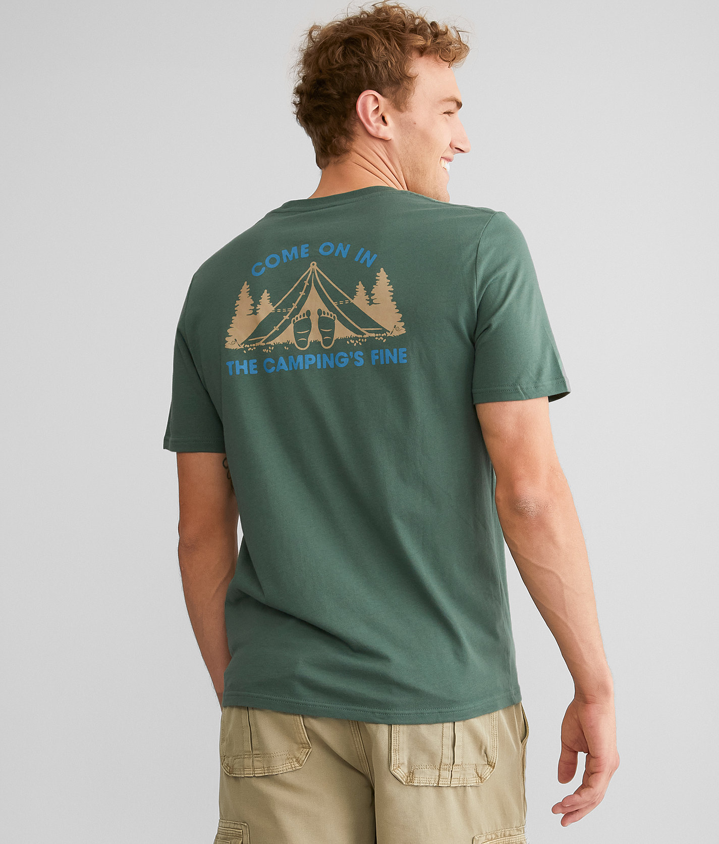 tentree Come On In T-Shirt - Men's T-Shirts in Dark Sage Oatmeal
