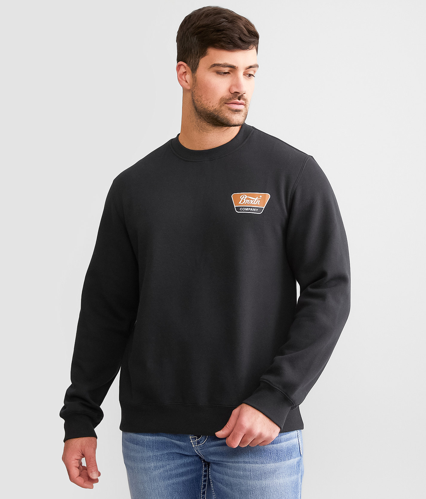 Brixton Linwood Pullover - Men's Sweatshirts in Black Golden Brown