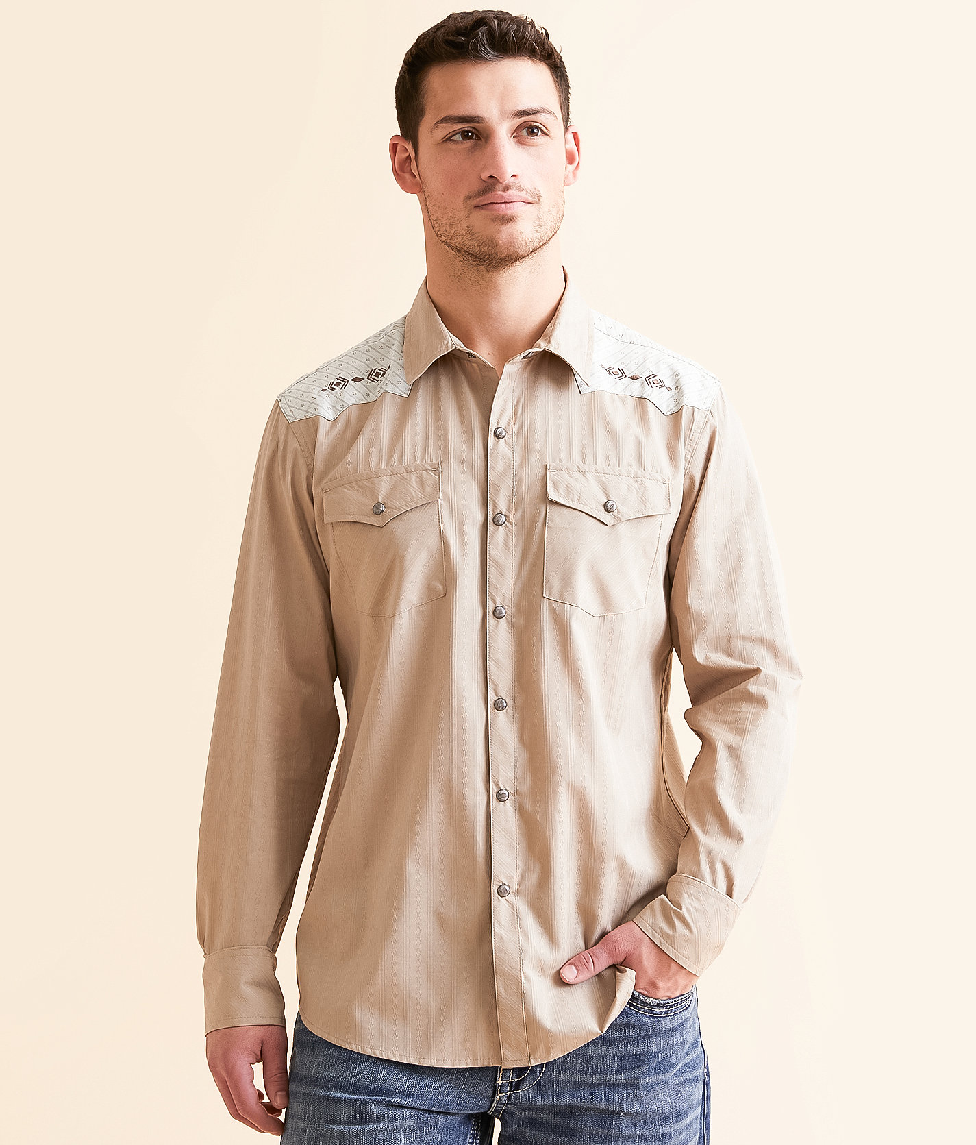Gentry County Embroidered Athletic Shirt - Men's Shirts in Tan