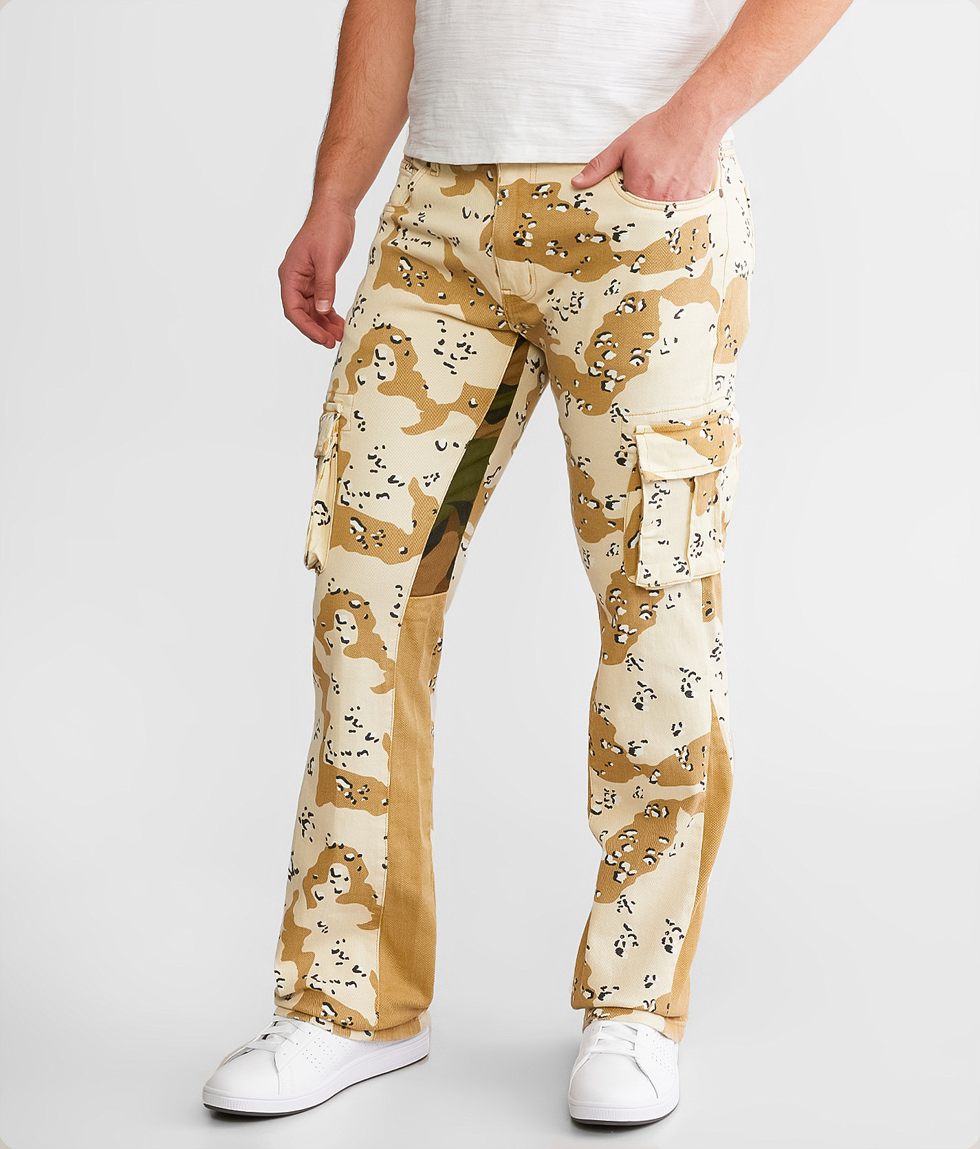 FWRD Denim Cargo Camo True Stacked Stretch Jean - Men's Jeans in Khaki Camo