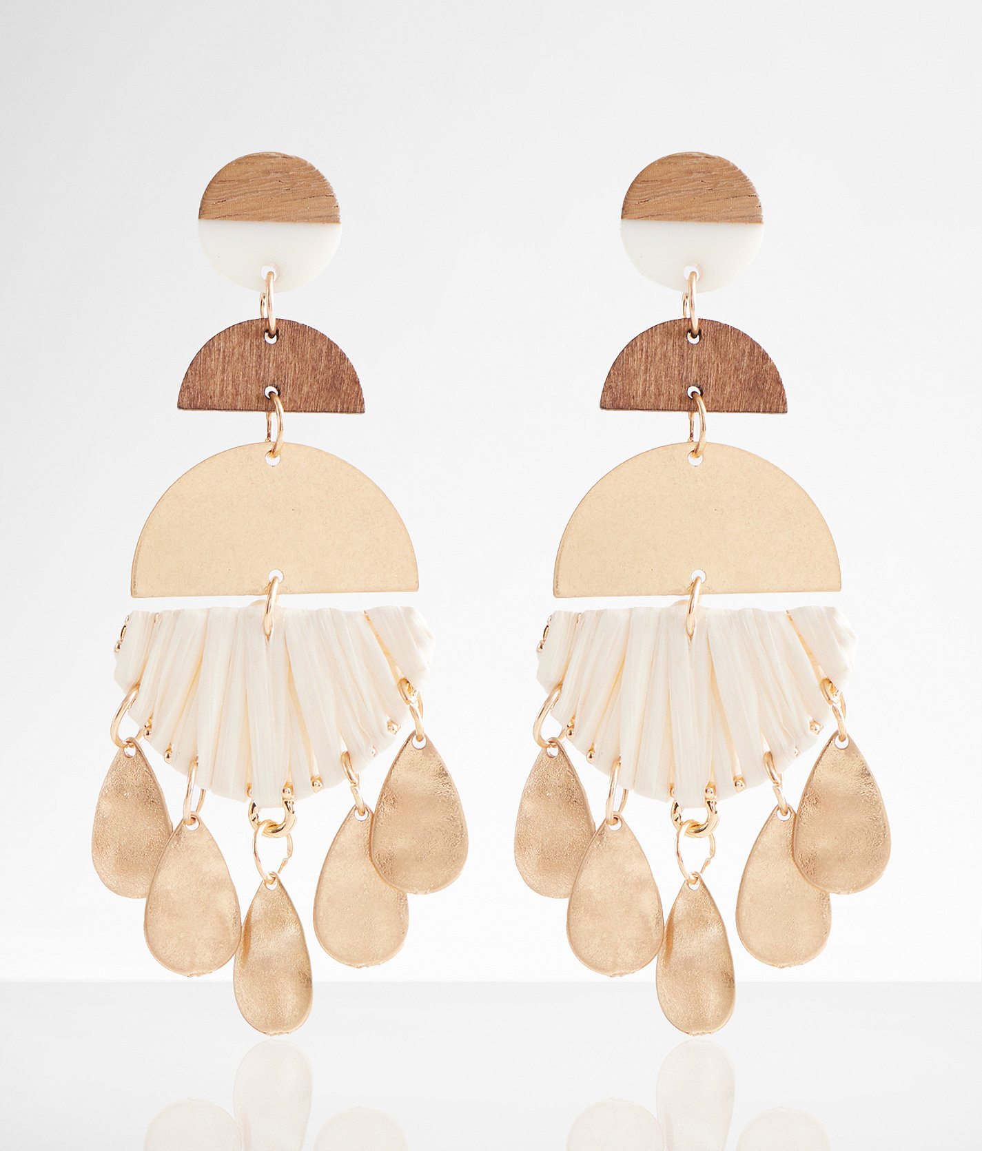 boutique by BKE Raffia Wrapped Earring - Women's Jewelry in Gold Brown