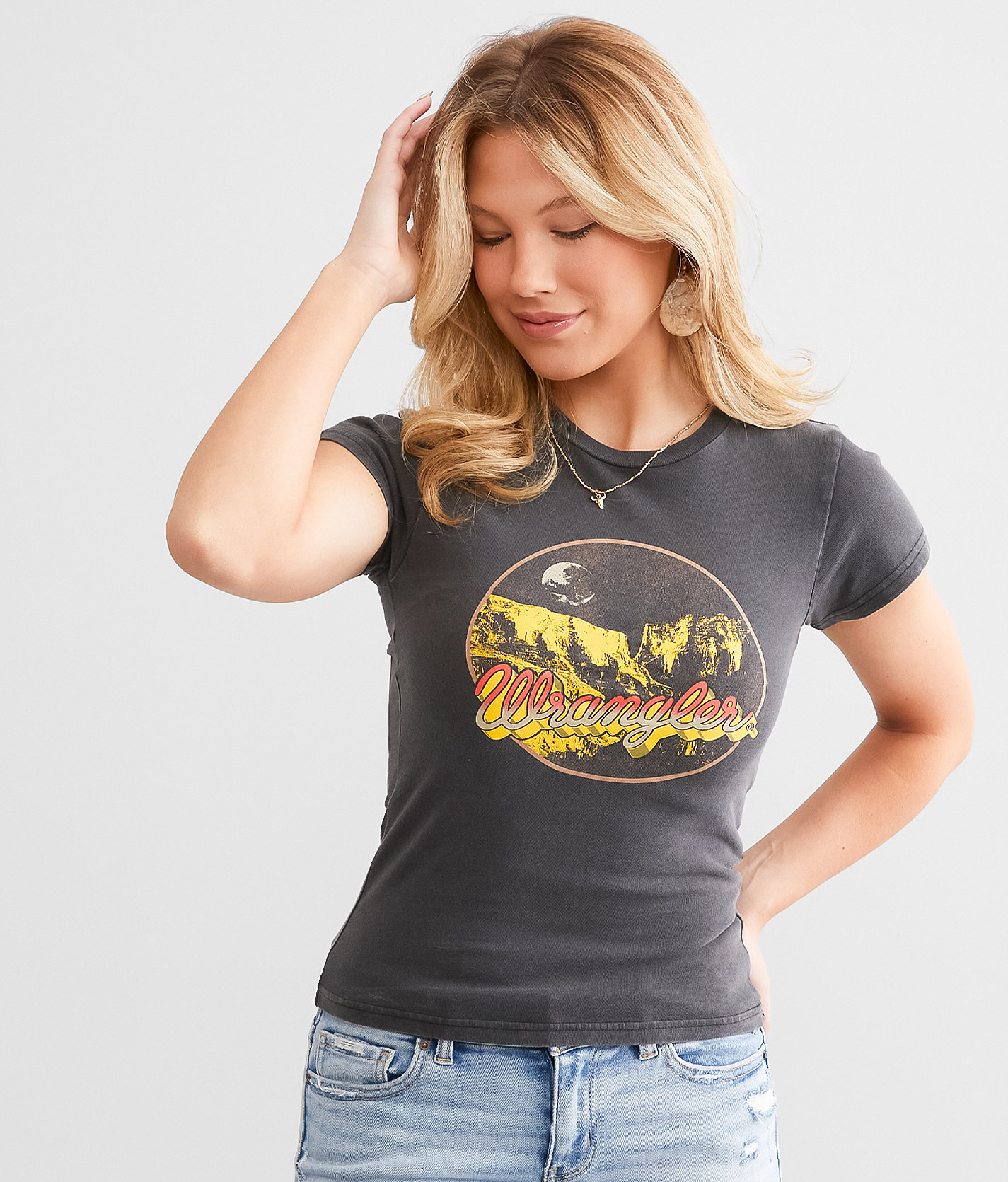 Wrangler® Western Fitted T-Shirt - Women's T-Shirts in Jet Black Mineral Wash