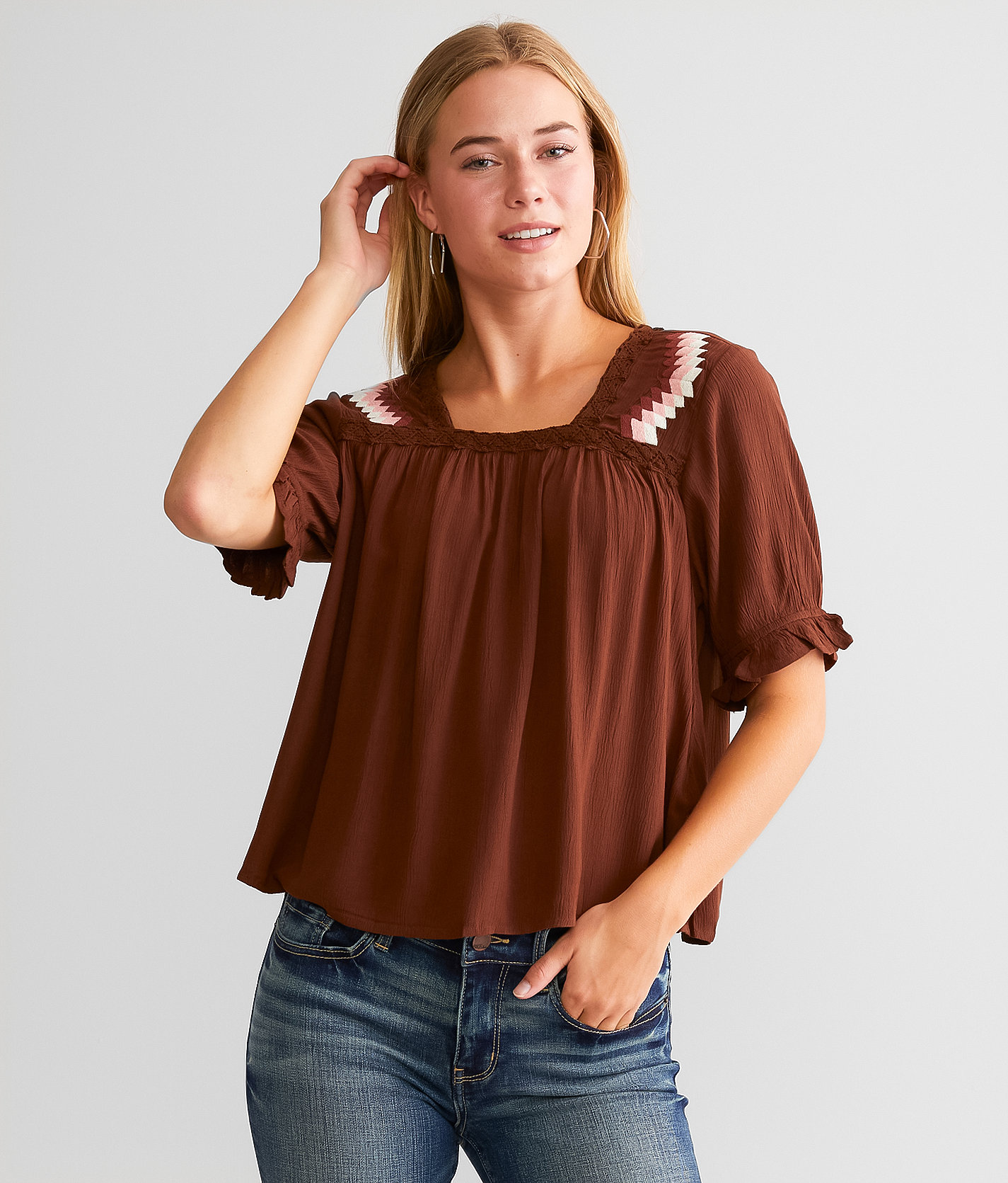 Ariat Oasis Crinkle Top - Women's Shirts & Blouses in Potting Soil