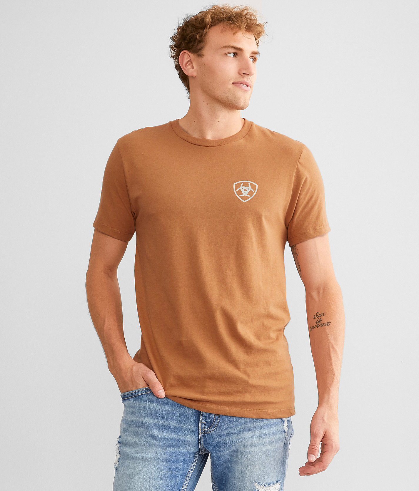 Ariat Barn Shield T-Shirt - Men's T-Shirts in Chipmunk