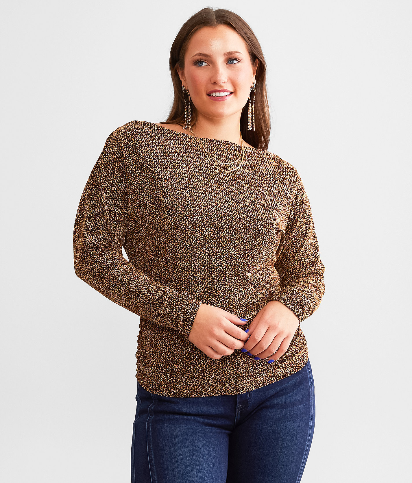 Daytrip Metallic Mesh Top - Women's Shirts & Blouses in Brown