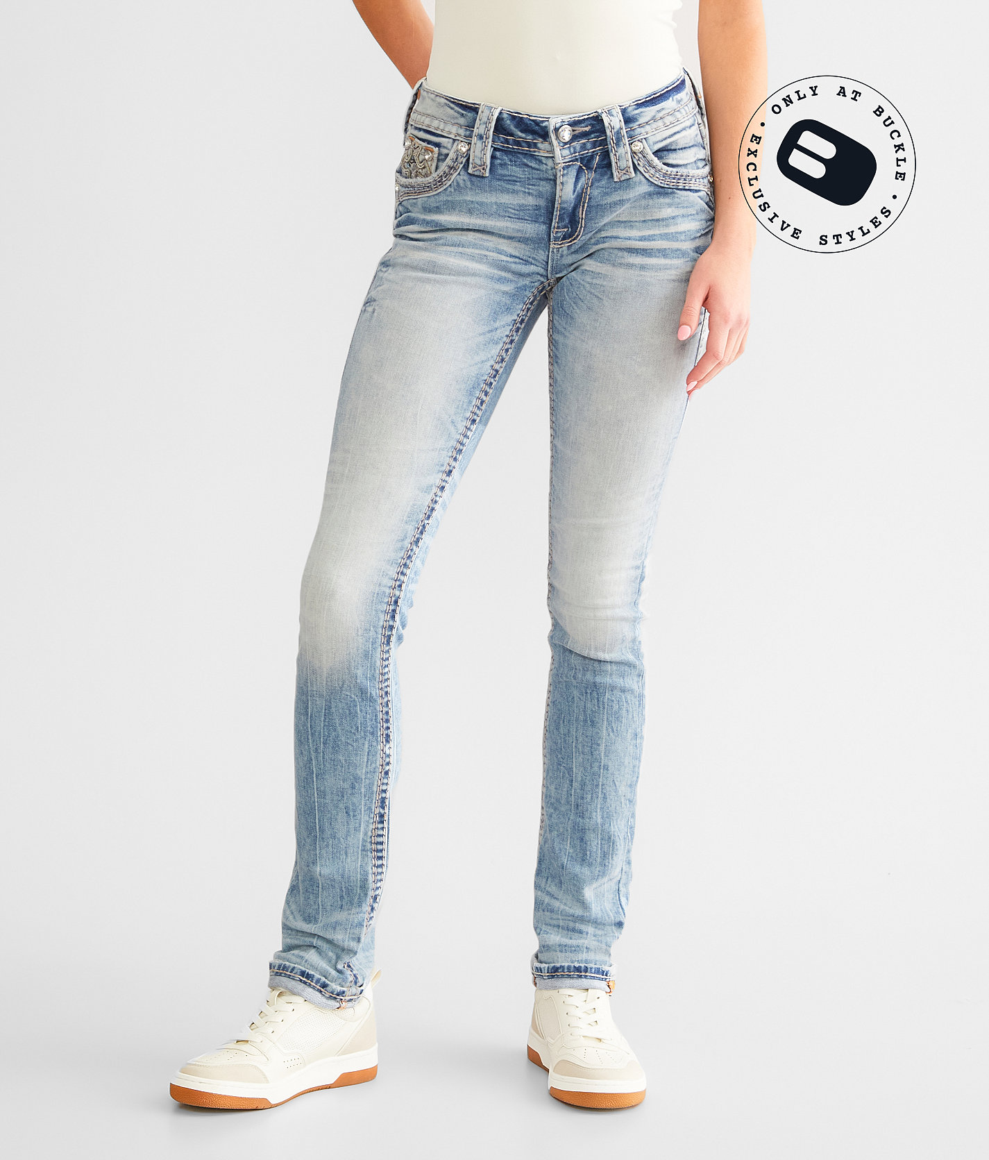 Rock Revival Safiya Low Rise Straight Stretch Jean - Women's Jeans in Safiya CJ202