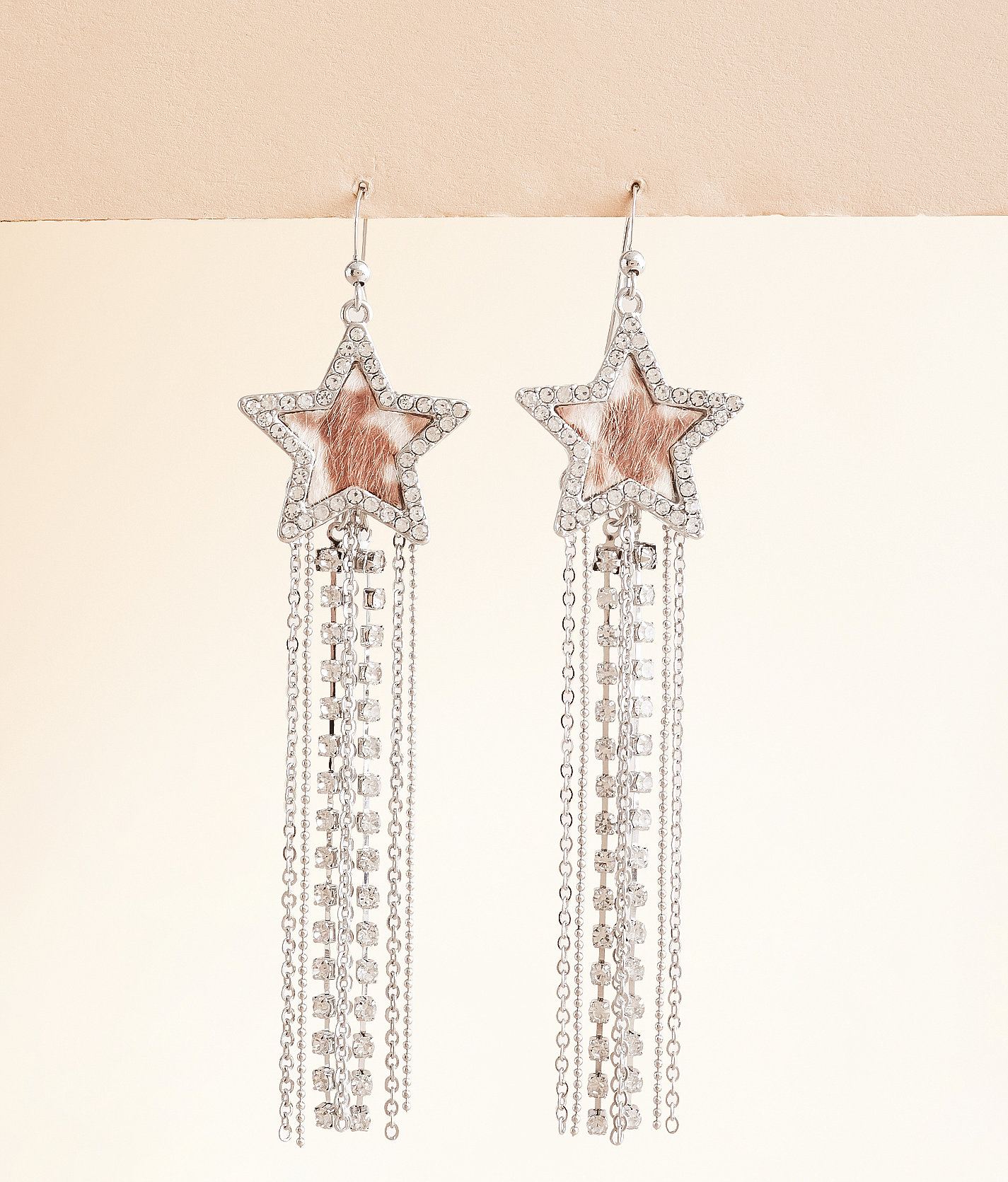 boutique by BKE Star Glitz Fringe Drop Earring - Women's Jewelry in Silver