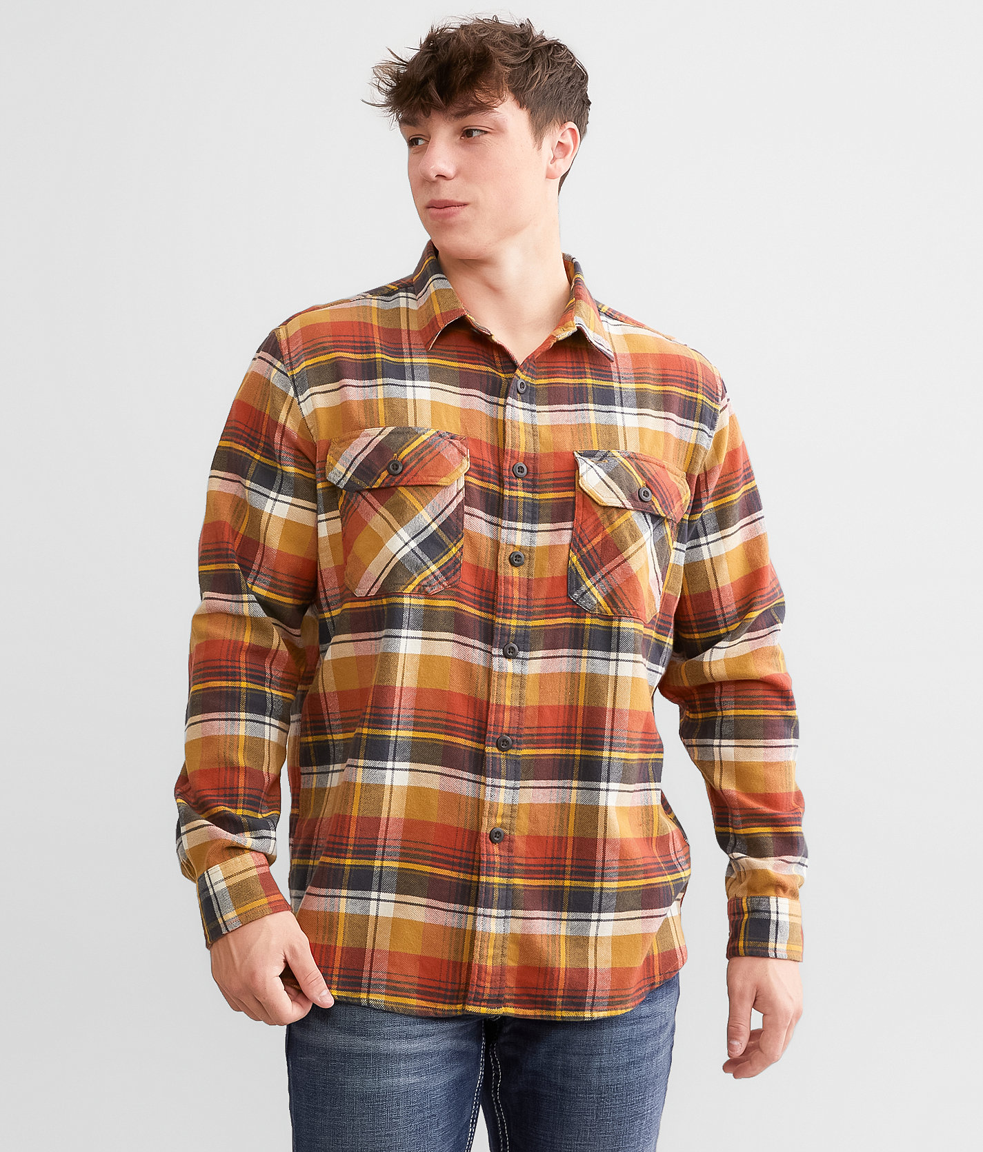 Pendleton Burnside Flannel Shirt - Men's Shirts in Tan Gold Red Plaid