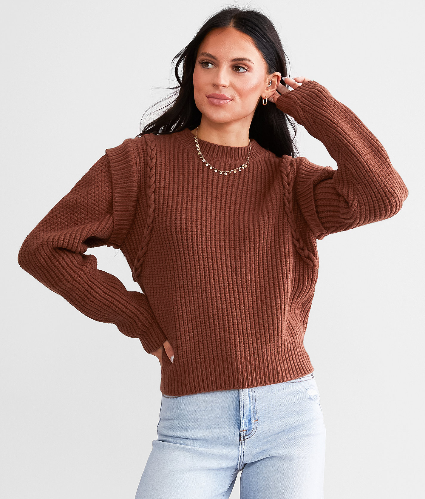 Willow & Root Ribbed Knit Sweater - Women's Sweaters in Brown Patina