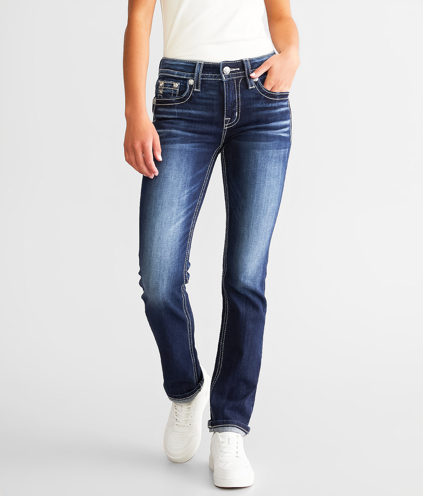 Miss Me Mid-Rise Straight Stretch Jean - Women's Jeans in D1055