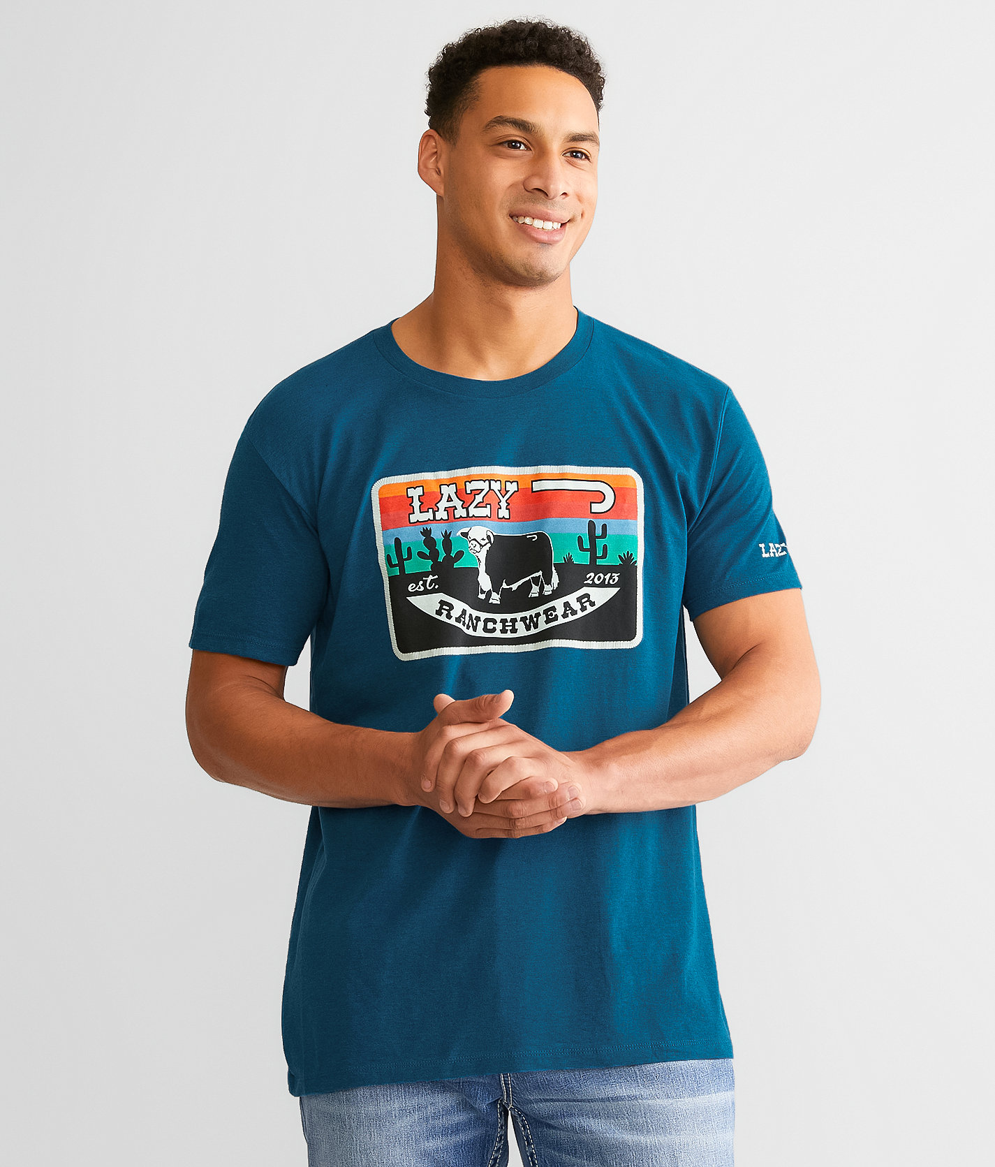 Lazy J Ranch Wear Hereford Sky T-Shirt - Men's T-Shirts in Blue