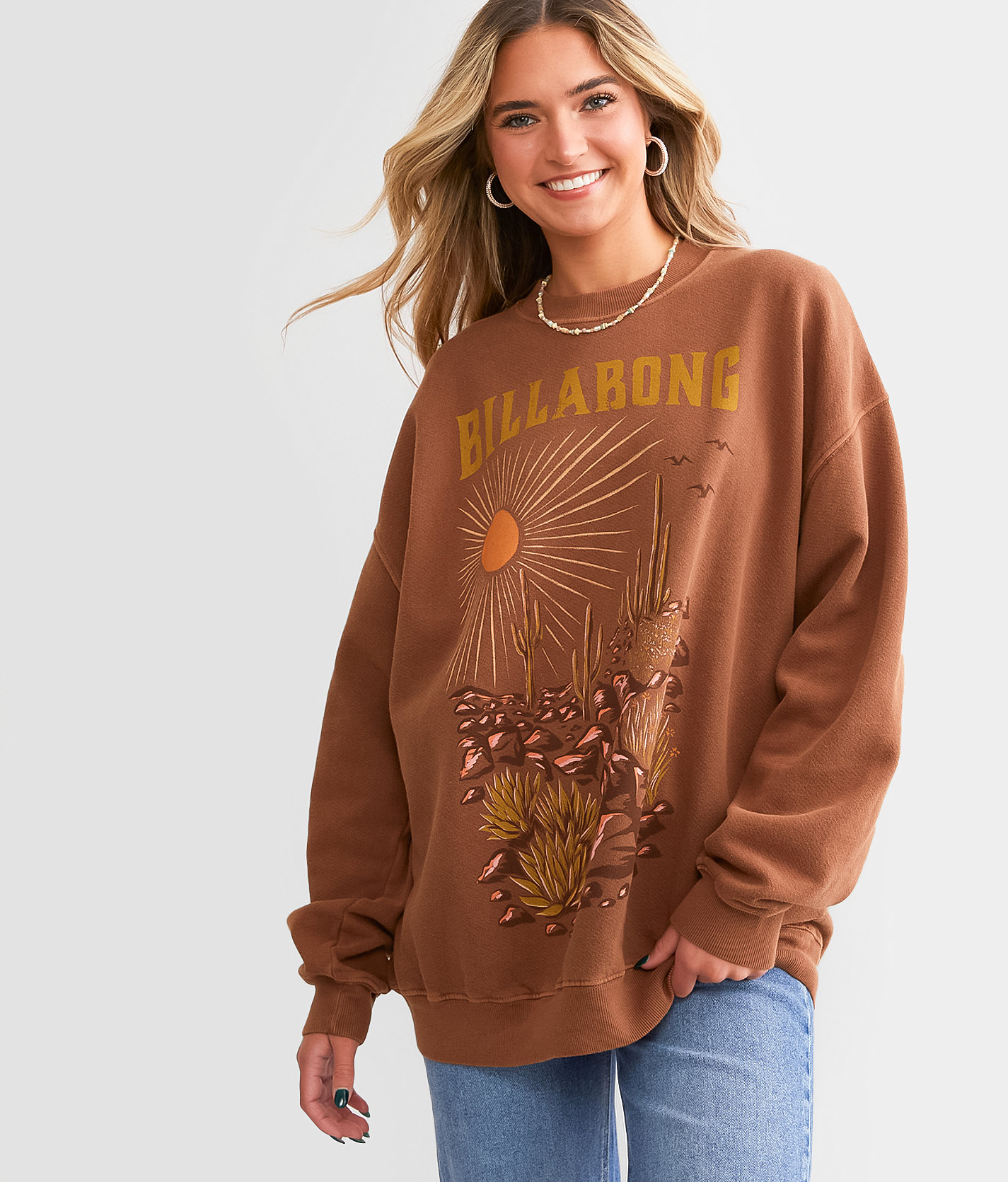 Billabong Ride In Oversized Pullover - Women's Sweatshirts in Toasted Coconut