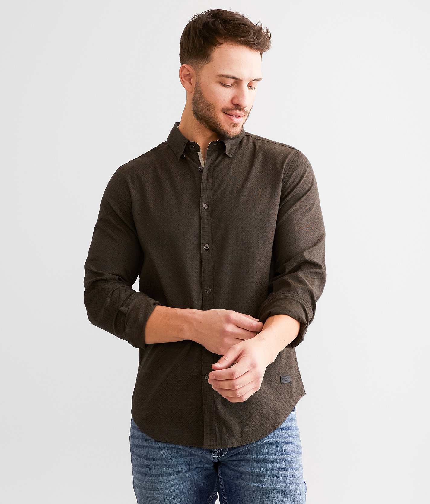 Outpost Makers Diamond Stretch Shirt - Men's Shirts in Tobacco Black