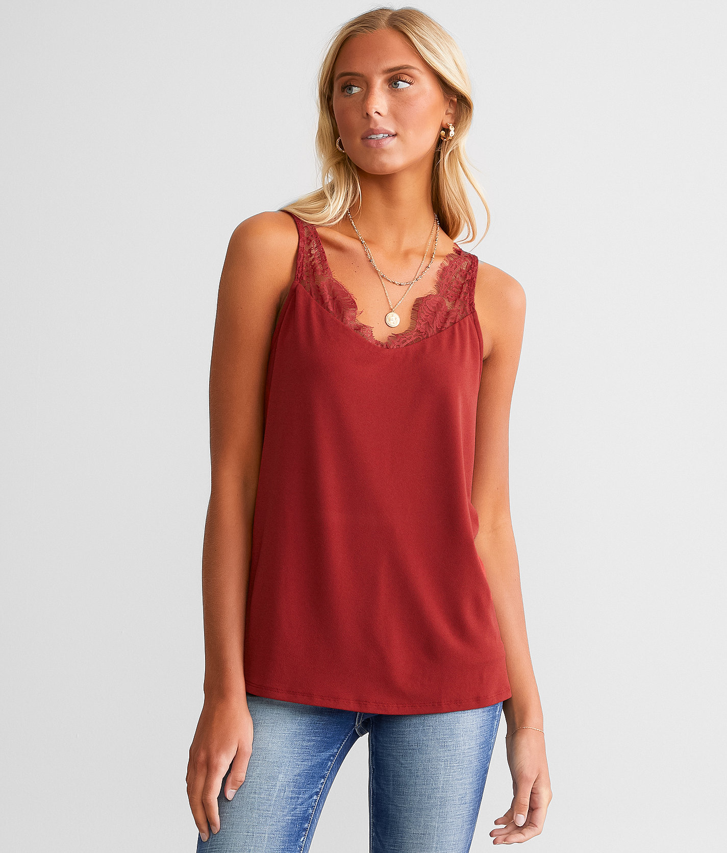 Daytrip Eyelash Lace Tank Top - Women's Tank Tops in Rosewood